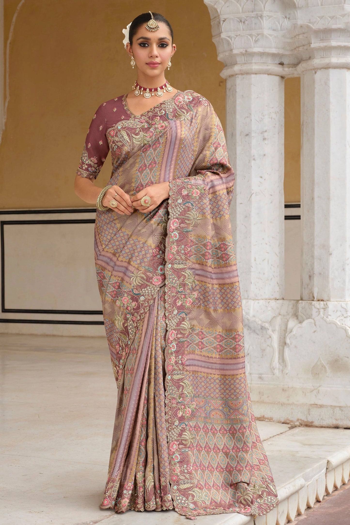 Dusky Mauve Embroidered Silk Saree-SAR11387_1_SareeButa.com
