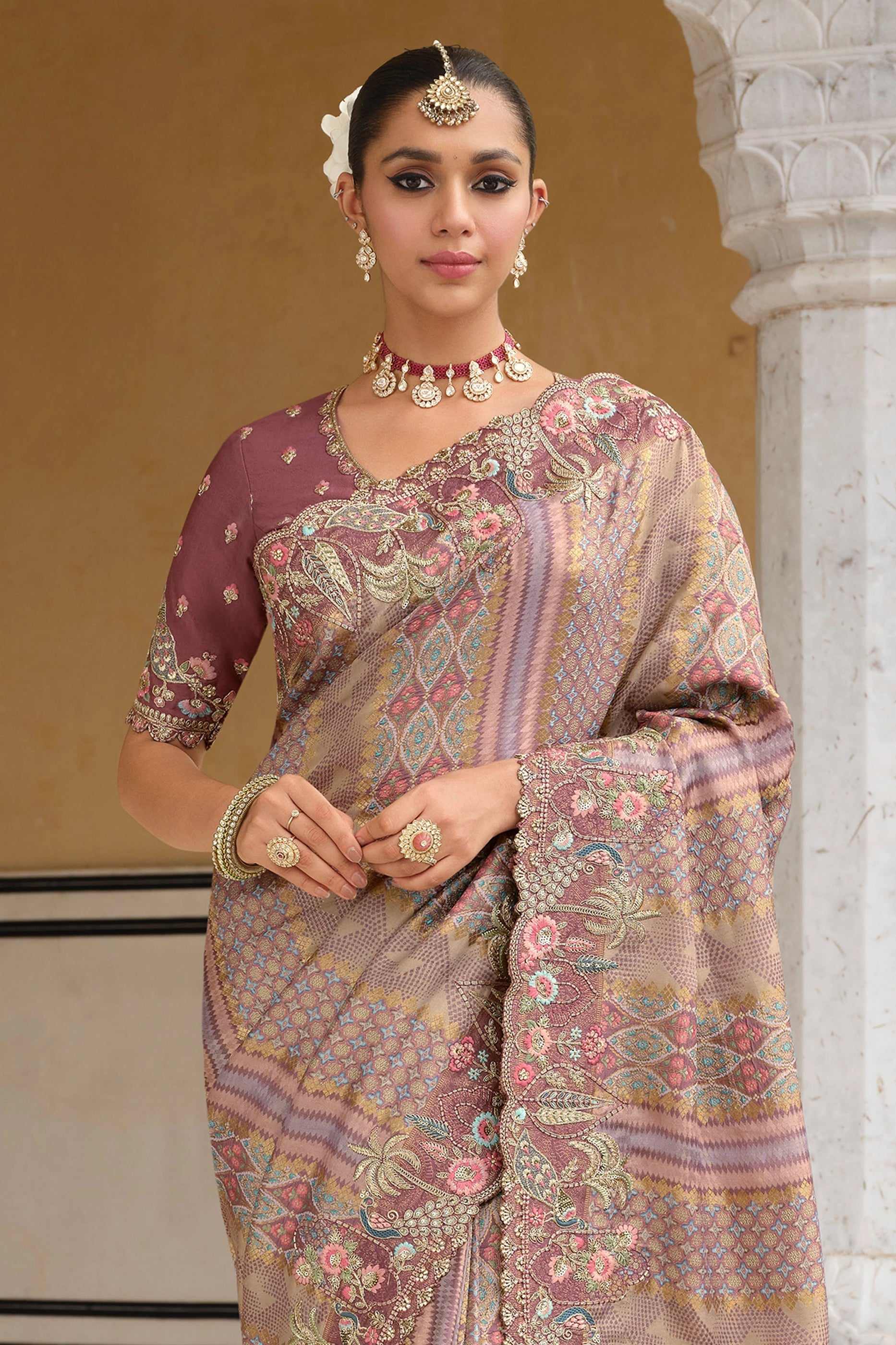 Dusky Mauve Embroidered Silk Saree-SAR11387_4_SareeButa.com