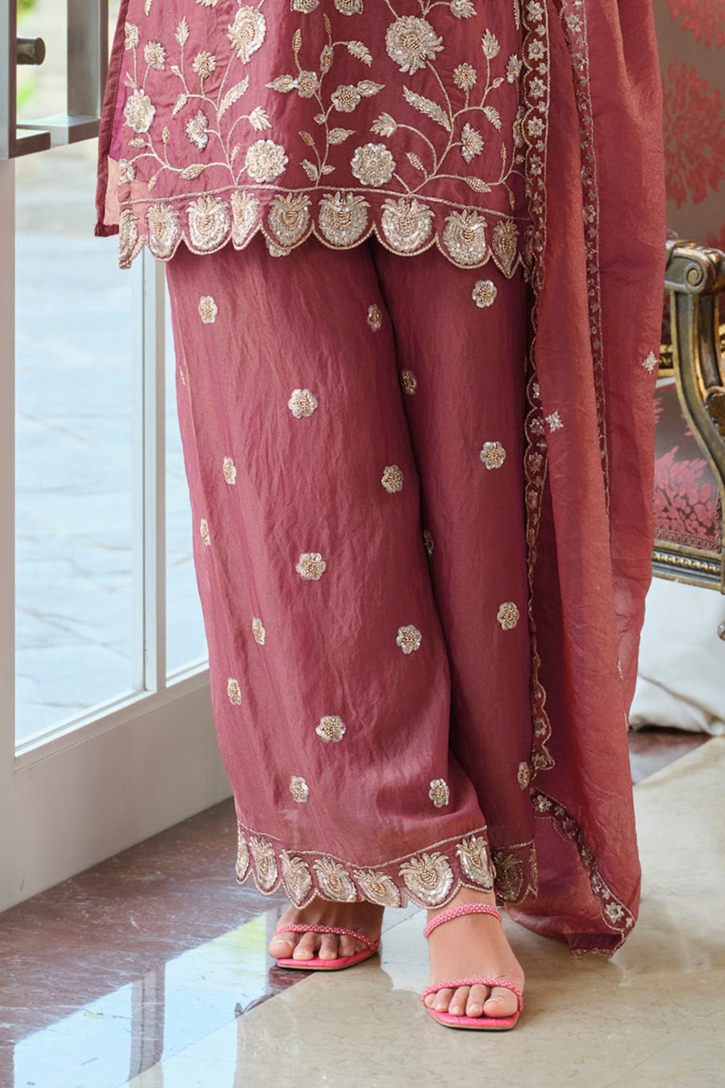 Dusky Pink Readymade Embroidered Moss Silk Suit-SAR12175_5_SareeButa.com