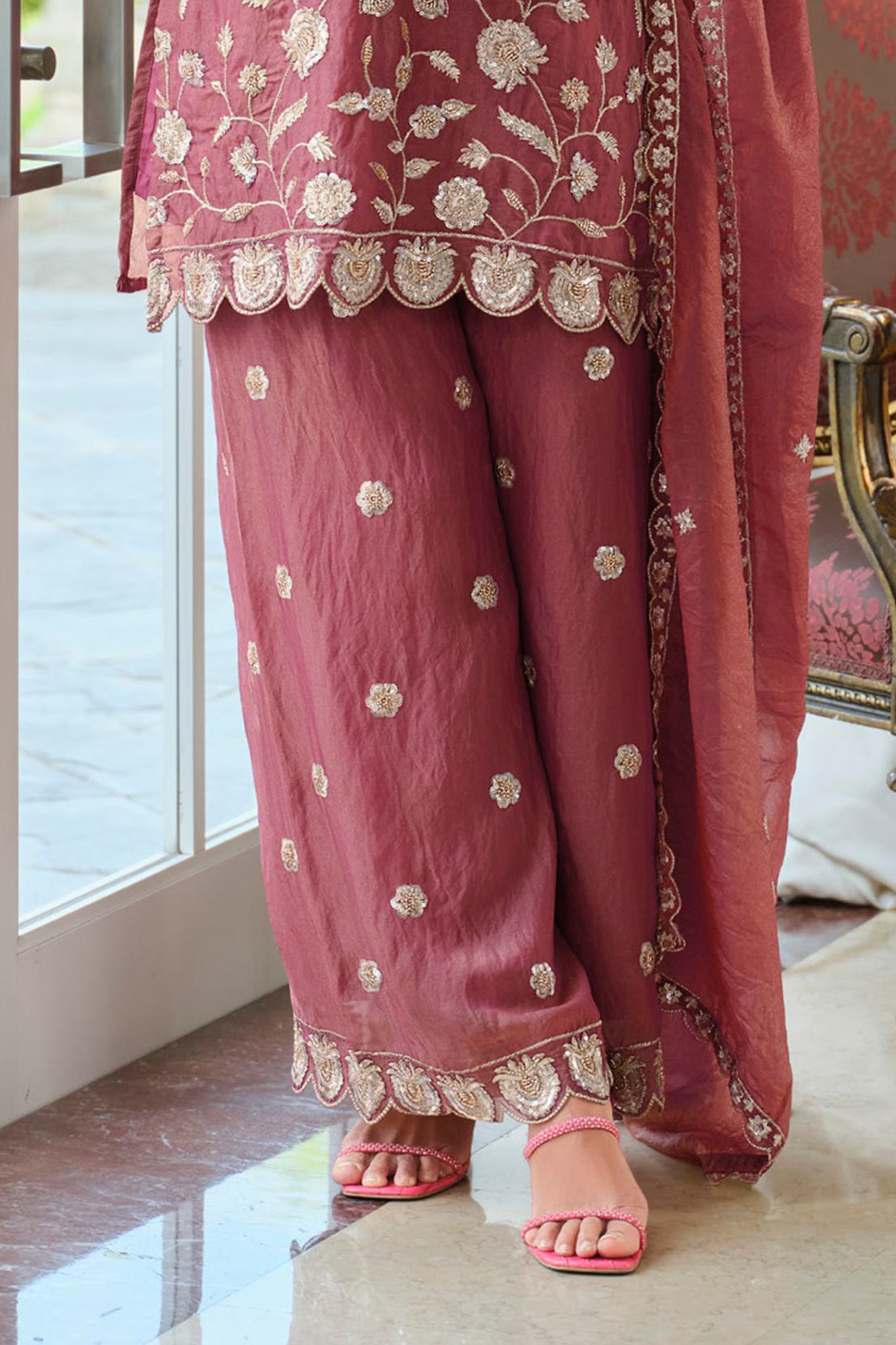 Dusky Pink Readymade Embroidered Moss Silk Suit-SAR12175_5_SareeButa.com