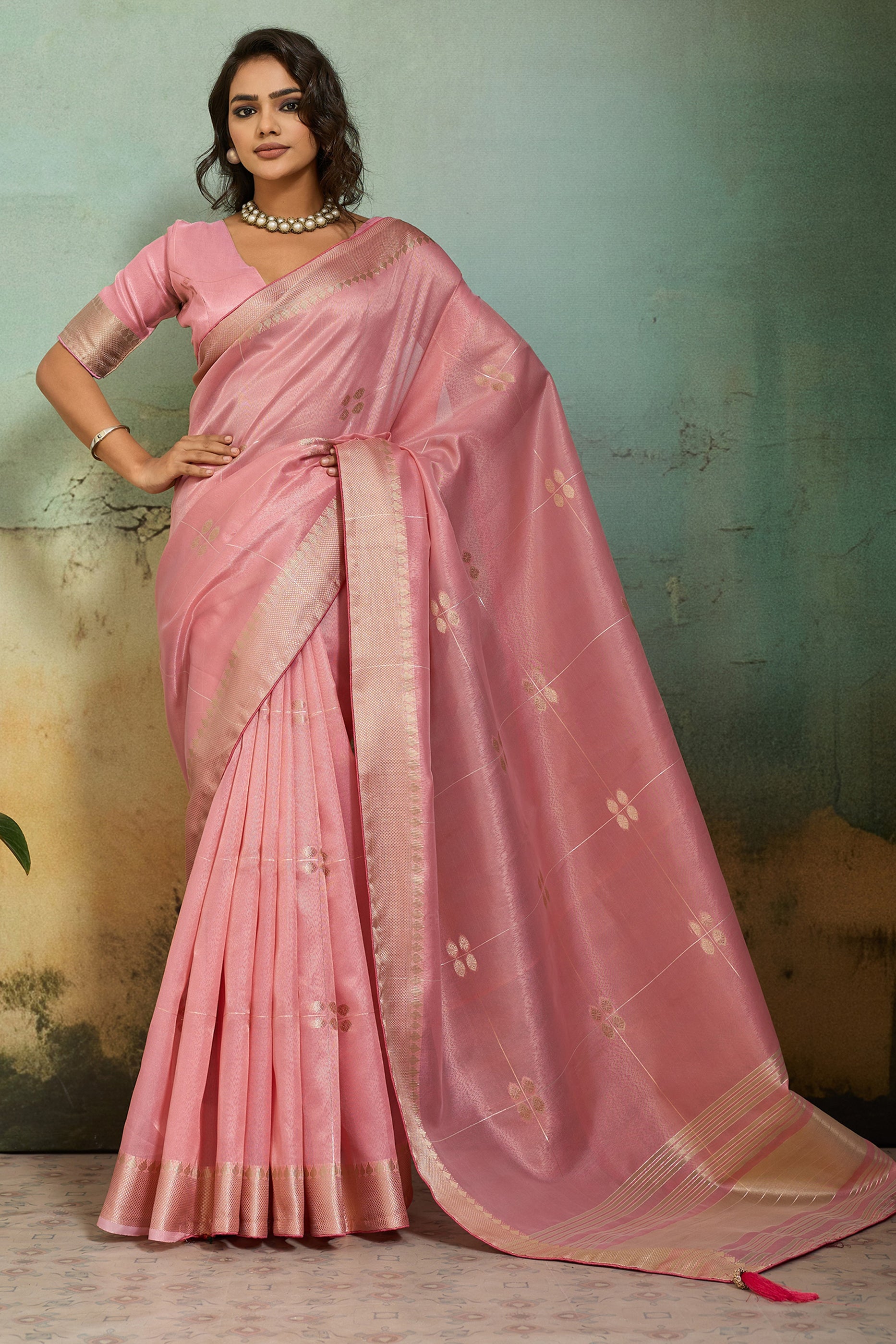 Dust Pink Tissue Linen Saree-SAR12544_1_SareeButa.com