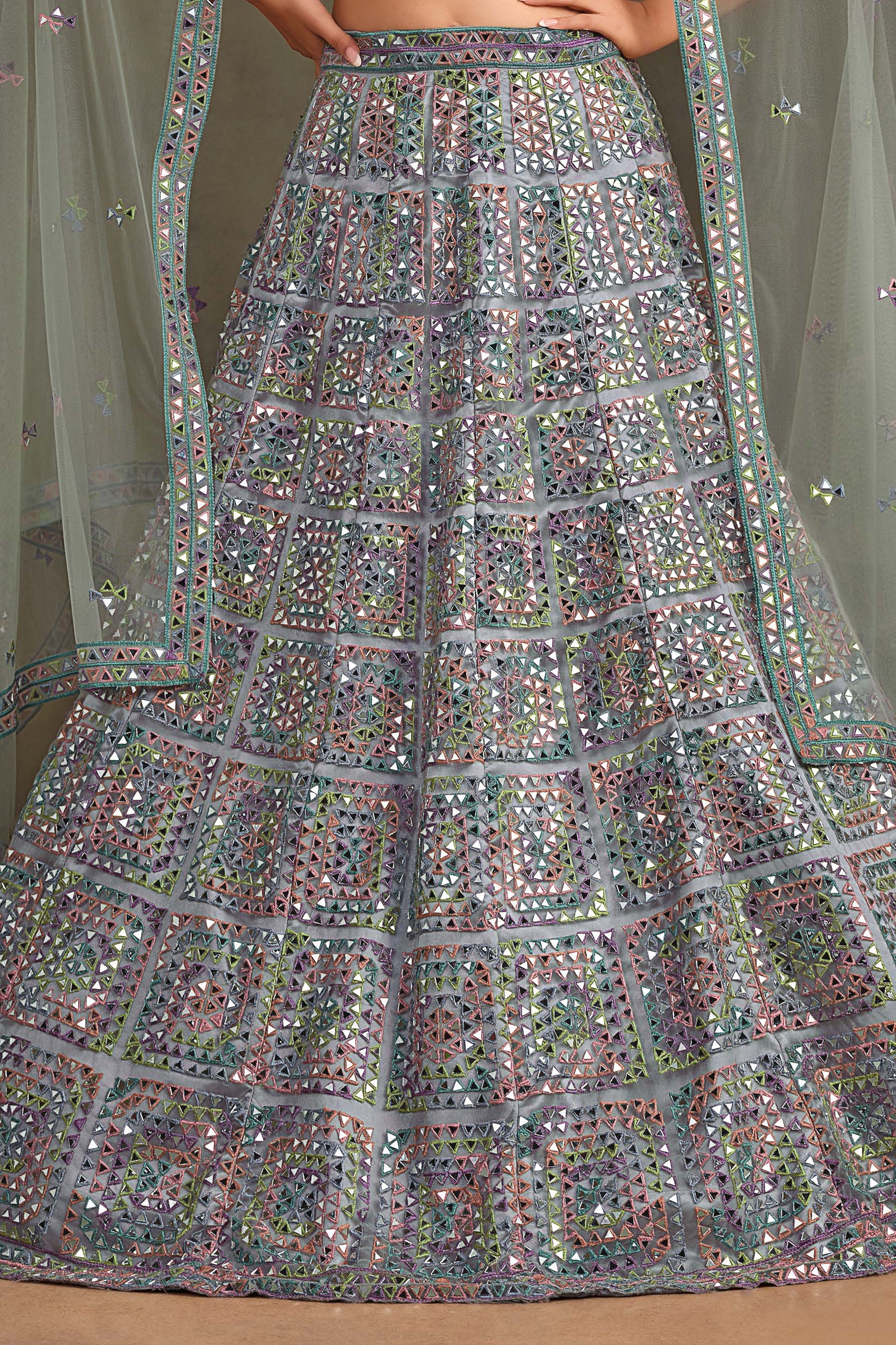 Dusty Grey Embroidered Semi-Stitched Net Lehenga-SAR10342_5_SareeButa.com