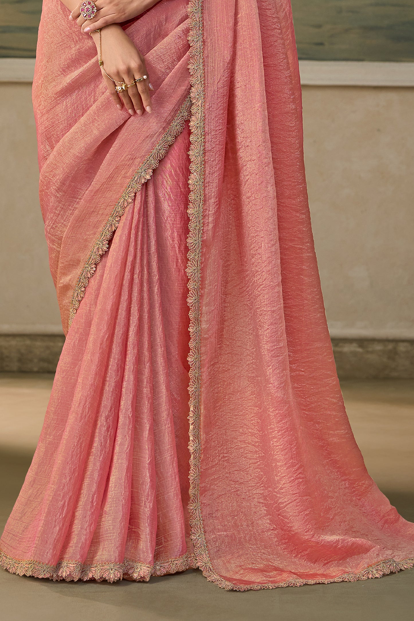 Dusty Pink Embroidered Crushed Tissue Saree-SAR13180_6_SareeButa.com
