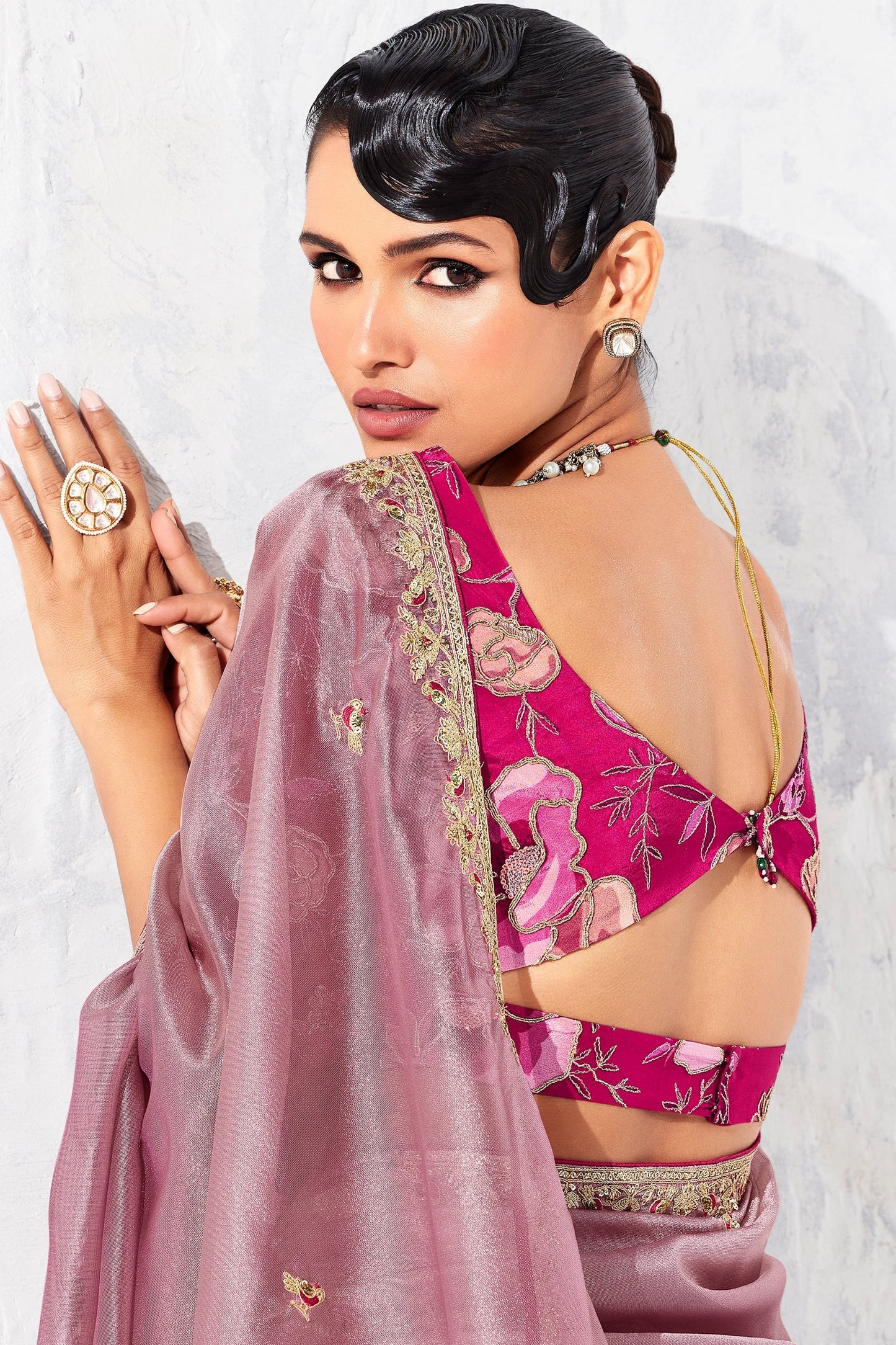 Dusty Pink Embroidered Tissue Organza Saree-SAR10560_3_SareeButa.com