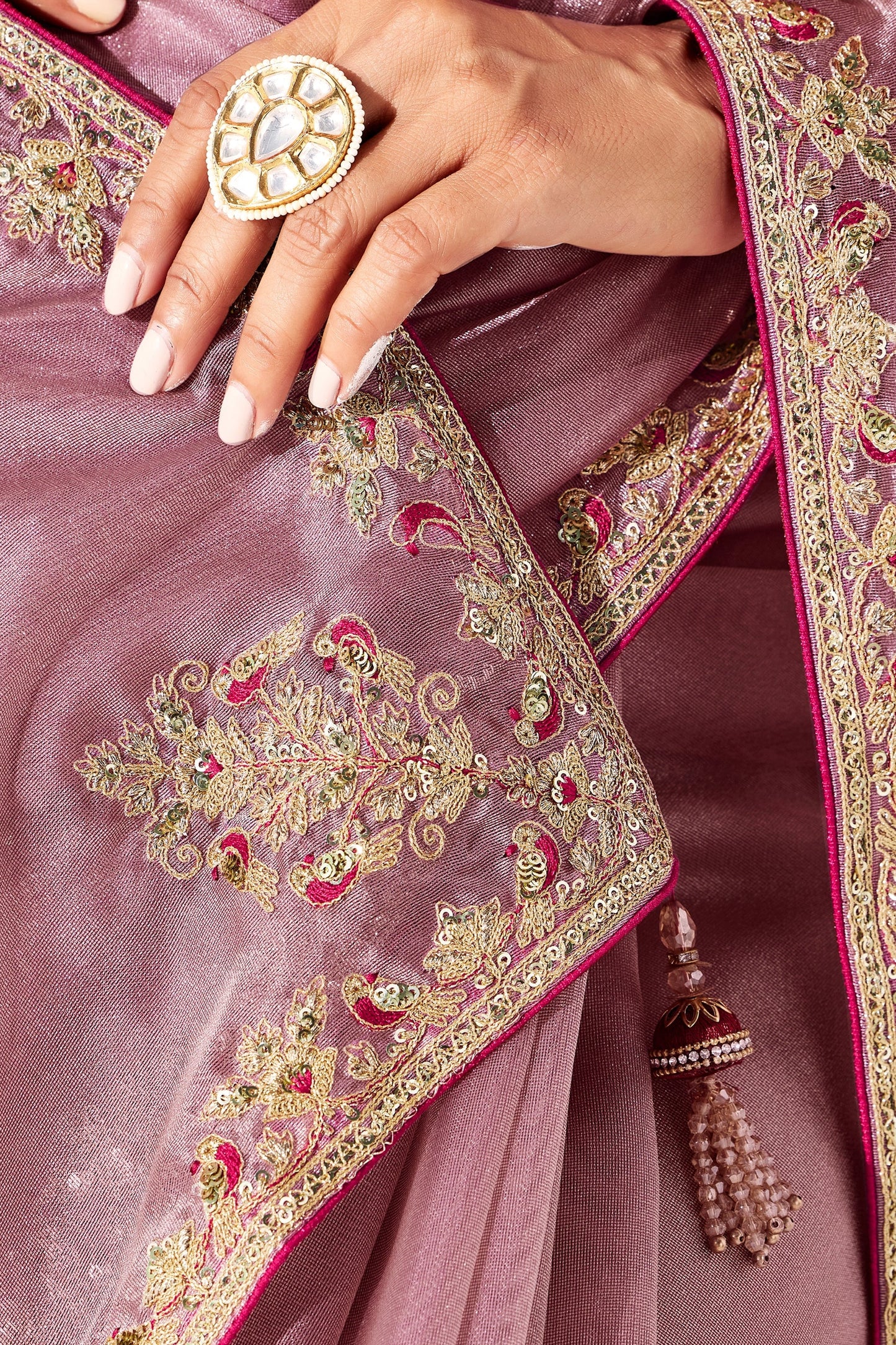 Dusty Pink Embroidered Tissue Organza Saree-SAR10560_4_SareeButa.com