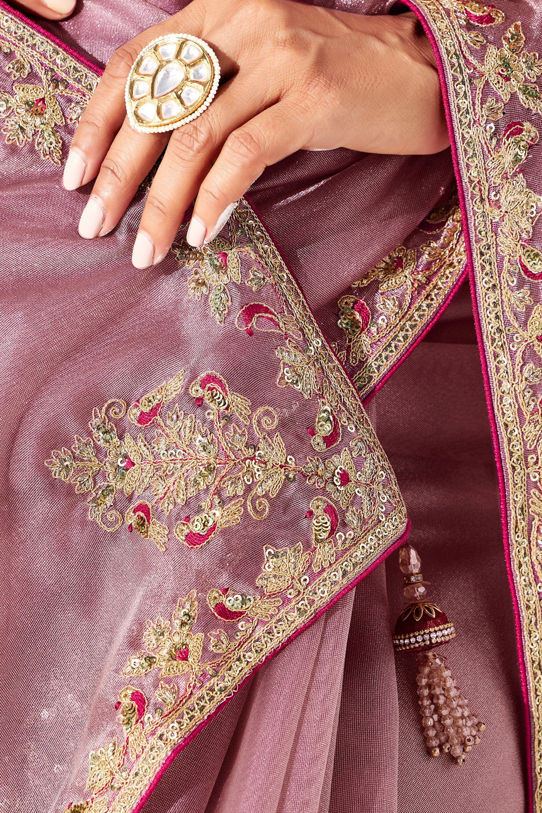 Dusty Pink Embroidered Tissue Organza Saree-SAR10560_4_SareeButa.com