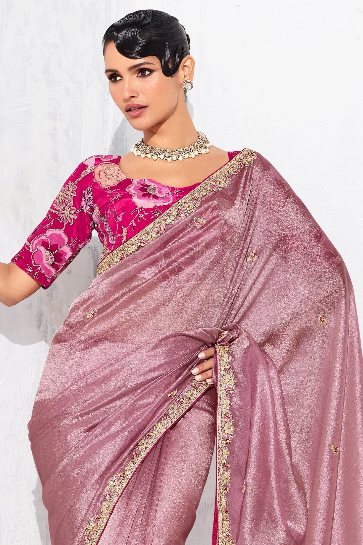 Dusty Pink Embroidered Tissue Organza Saree-SAR10560_5_SareeButa.com