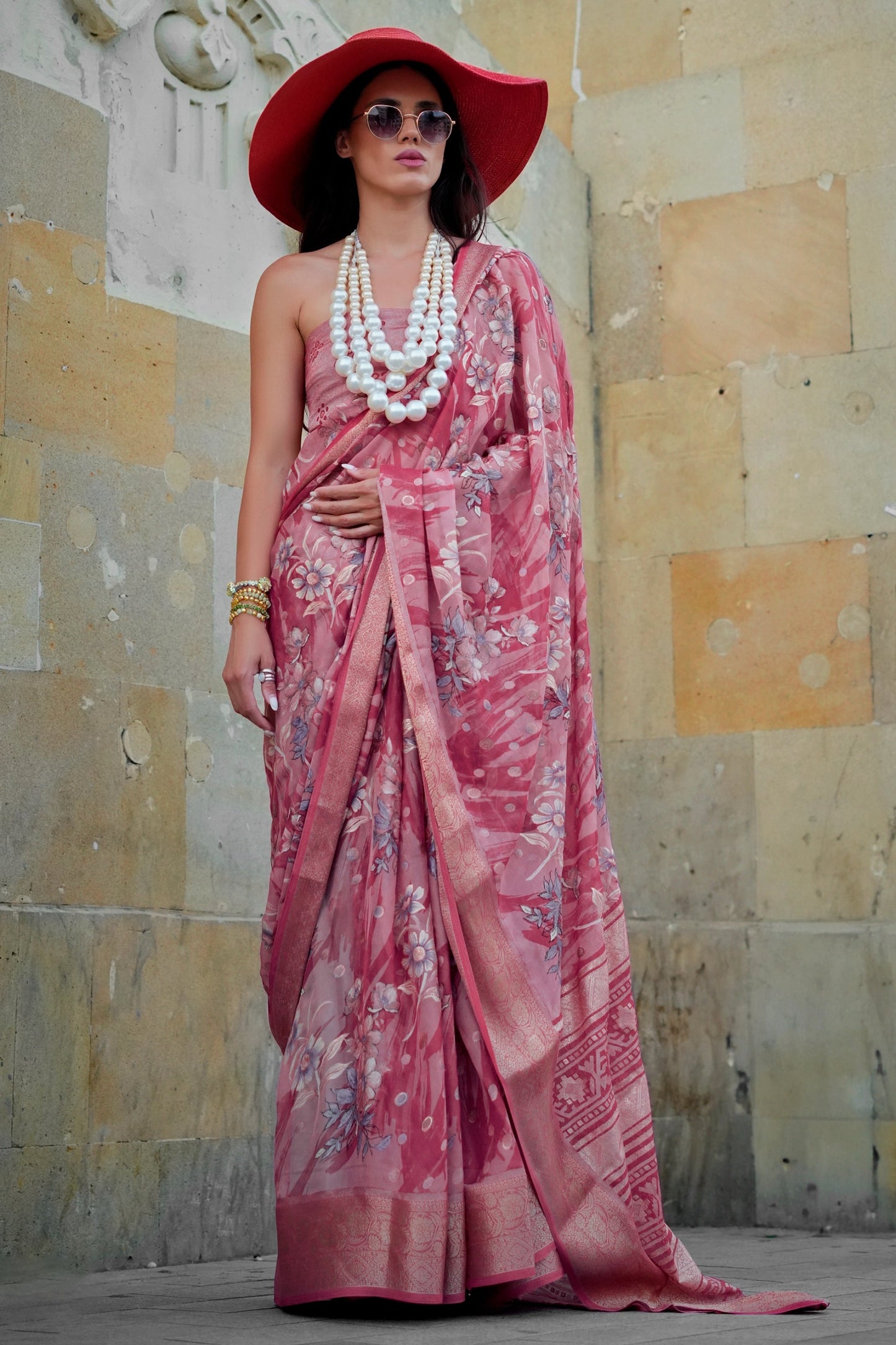 Dusty Pink Georgette Saree-SAR11313_1_SareeButa.com