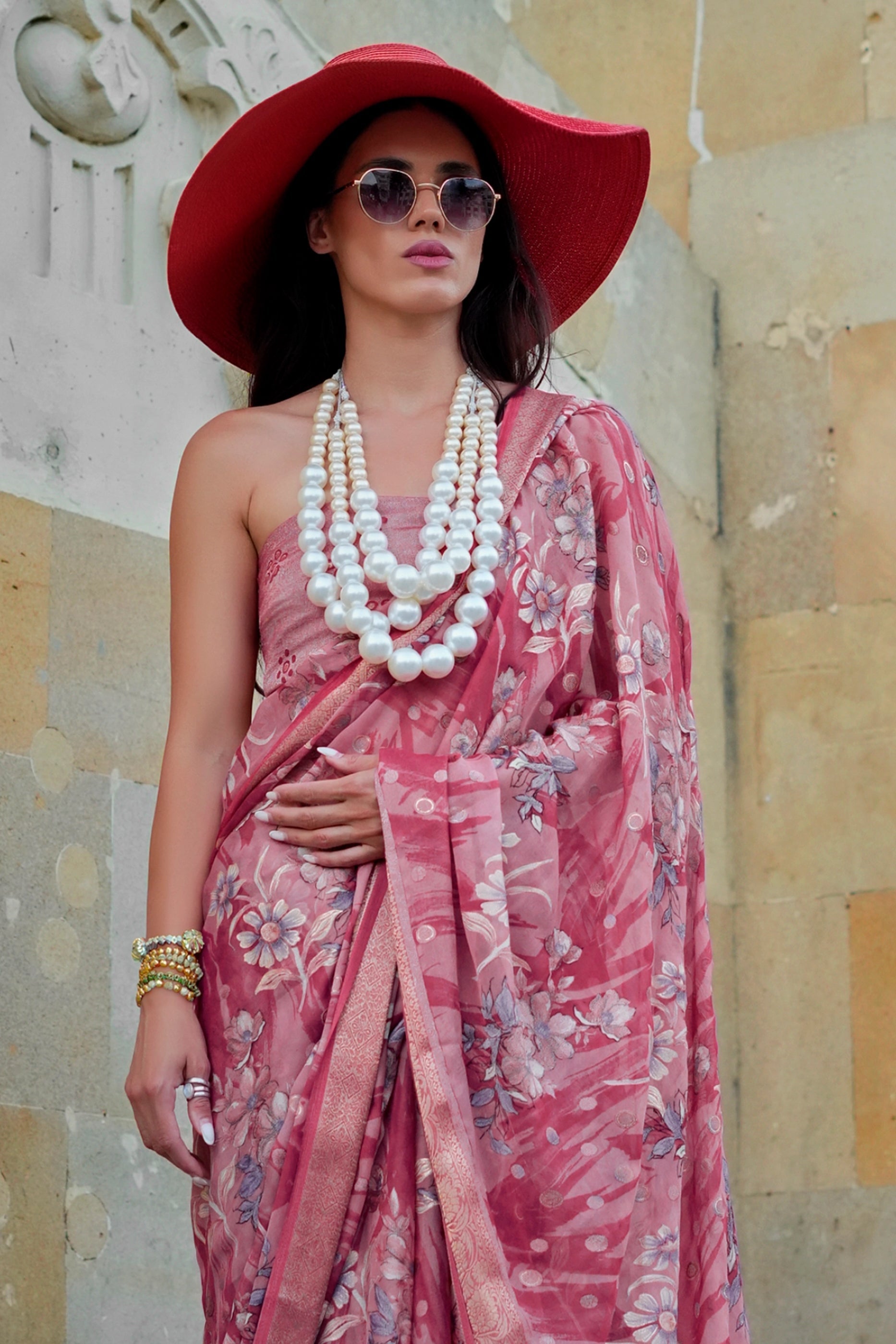 Dusty Pink Georgette Saree-SAR11313_3_SareeButa.com