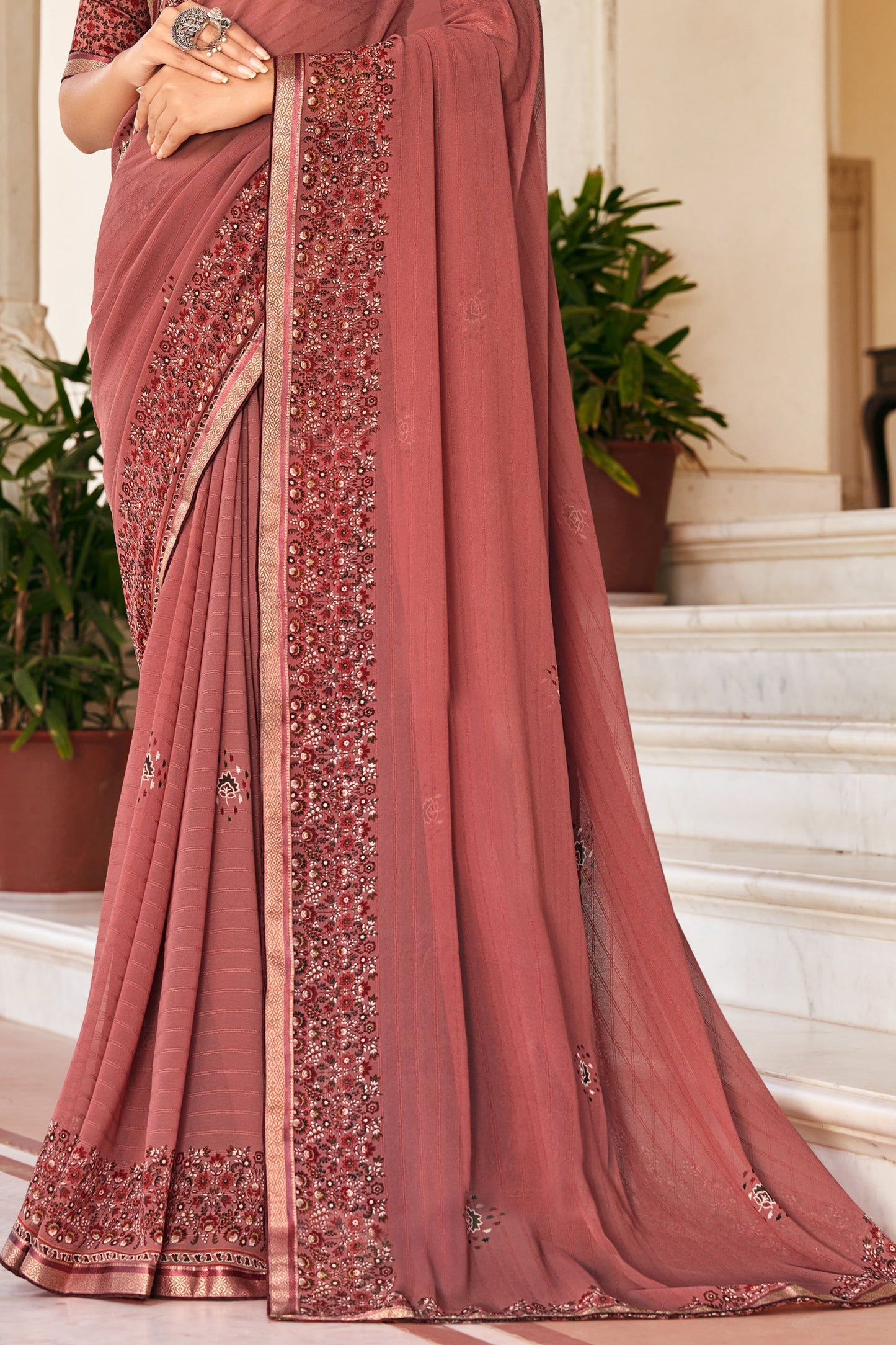 Dusty Pink Printed Georgette Saree-SAR10152_4_SareeButa.com