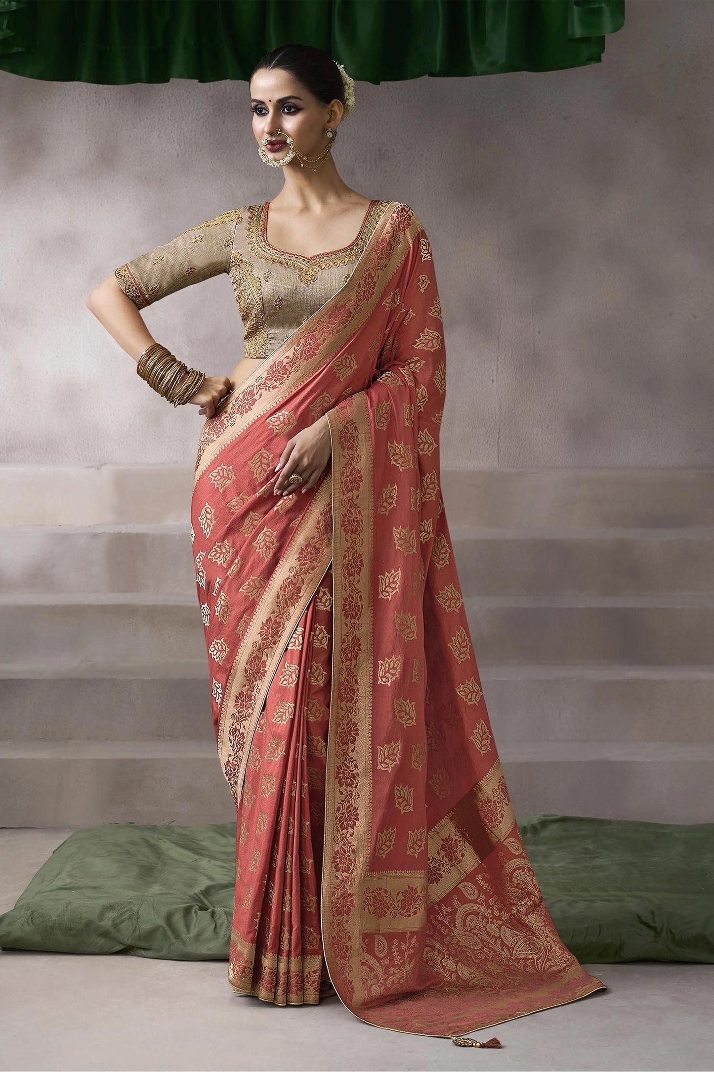 Dusty Pink Woven Crepe Silk Saree-SAR11605_1_SareeButa.com