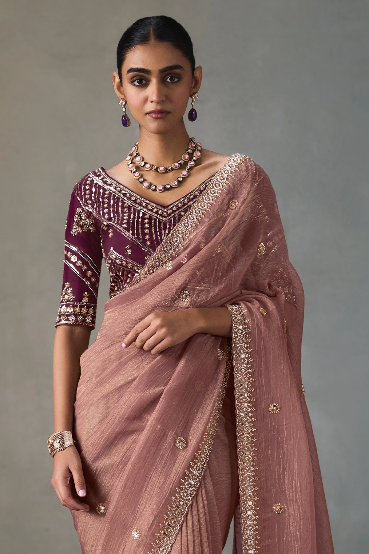 Dusty Rose Embroidered Silk Saree-SAR13401_4_SareeButa.com