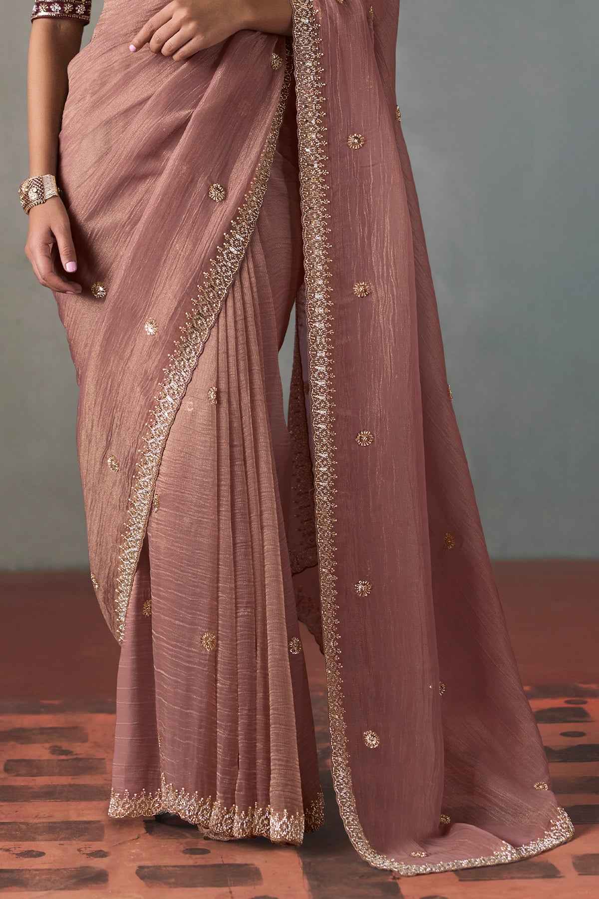 Dusty Rose Embroidered Silk Saree-SAR13401_5_SareeButa.com