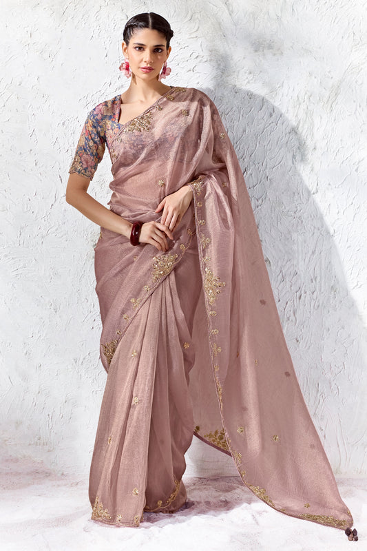 Dusty Rose Embroidered Tissue Silk Saree-SAR13158_1_SareeButa.com