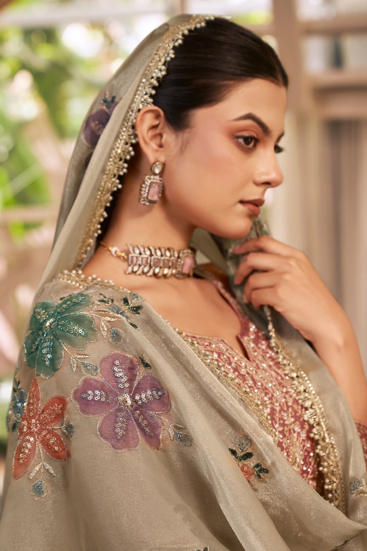 Dusty Rose Fendy Silk Embroidered Palazzo Suit-SAR13546_2_SareeButa.com