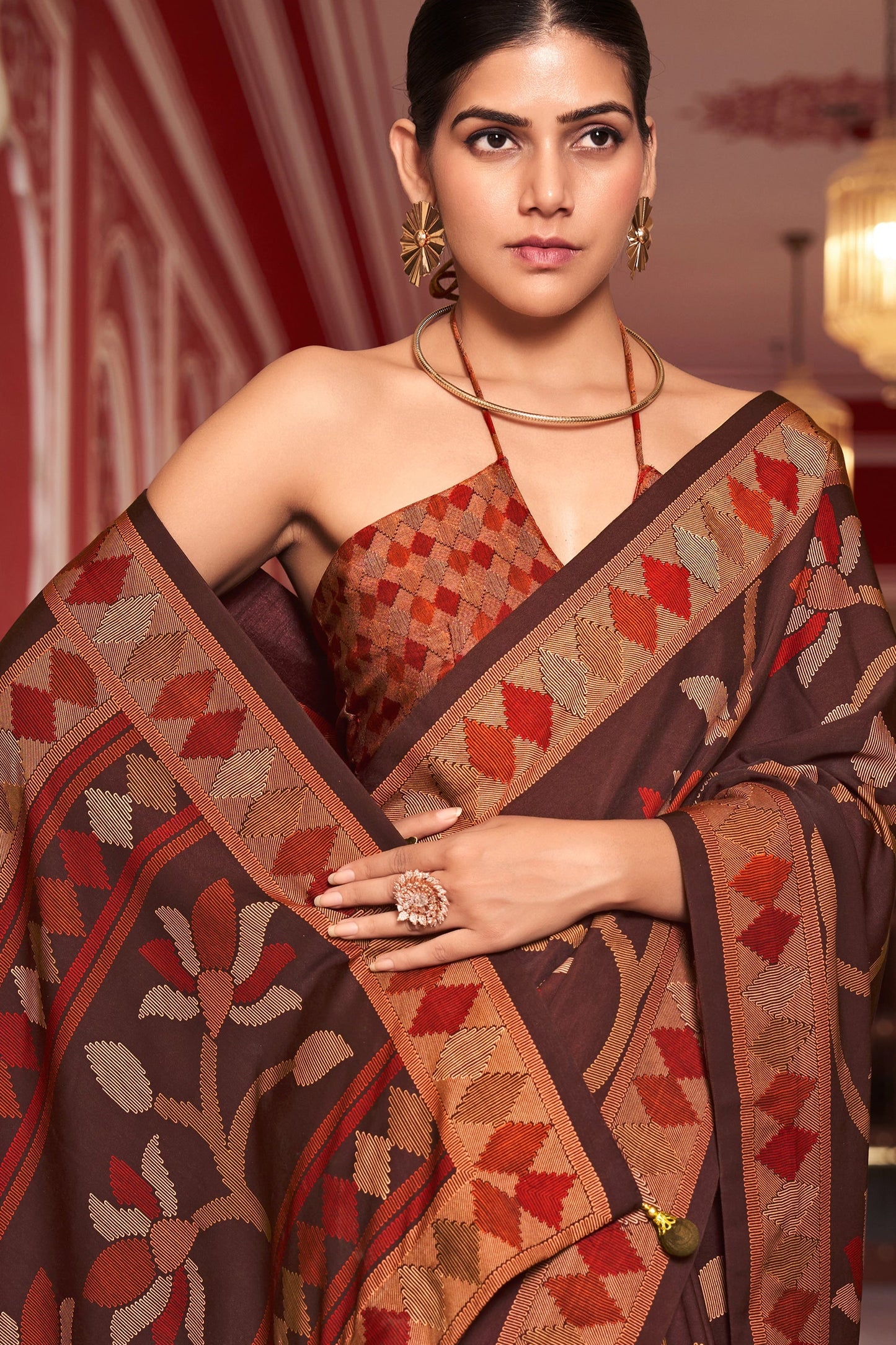 Earthen Brown Silk Saree-SAR11325_2_SareeButa.com