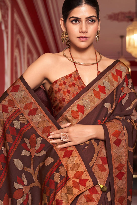 Earthen Brown Silk Saree-SAR11325_2_SareeButa.com