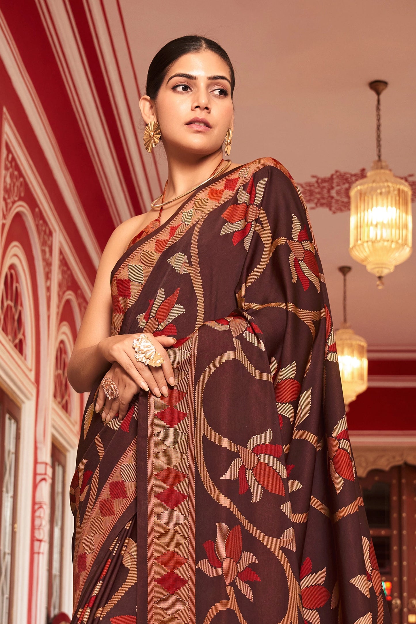 Earthen Brown Silk Saree-SAR11325_3_SareeButa.com