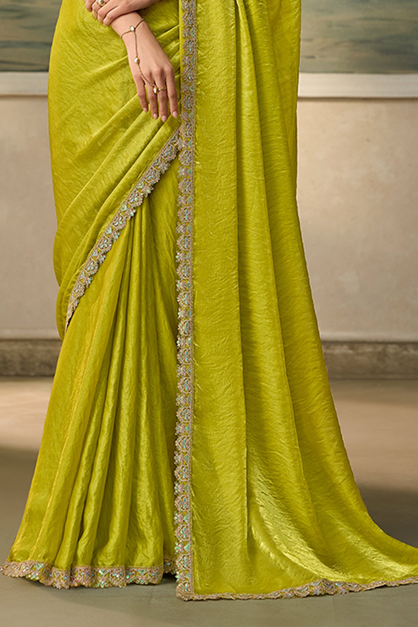 Electric Green Embroidered Satin Saree-SAR13186_6_SareeButa.com