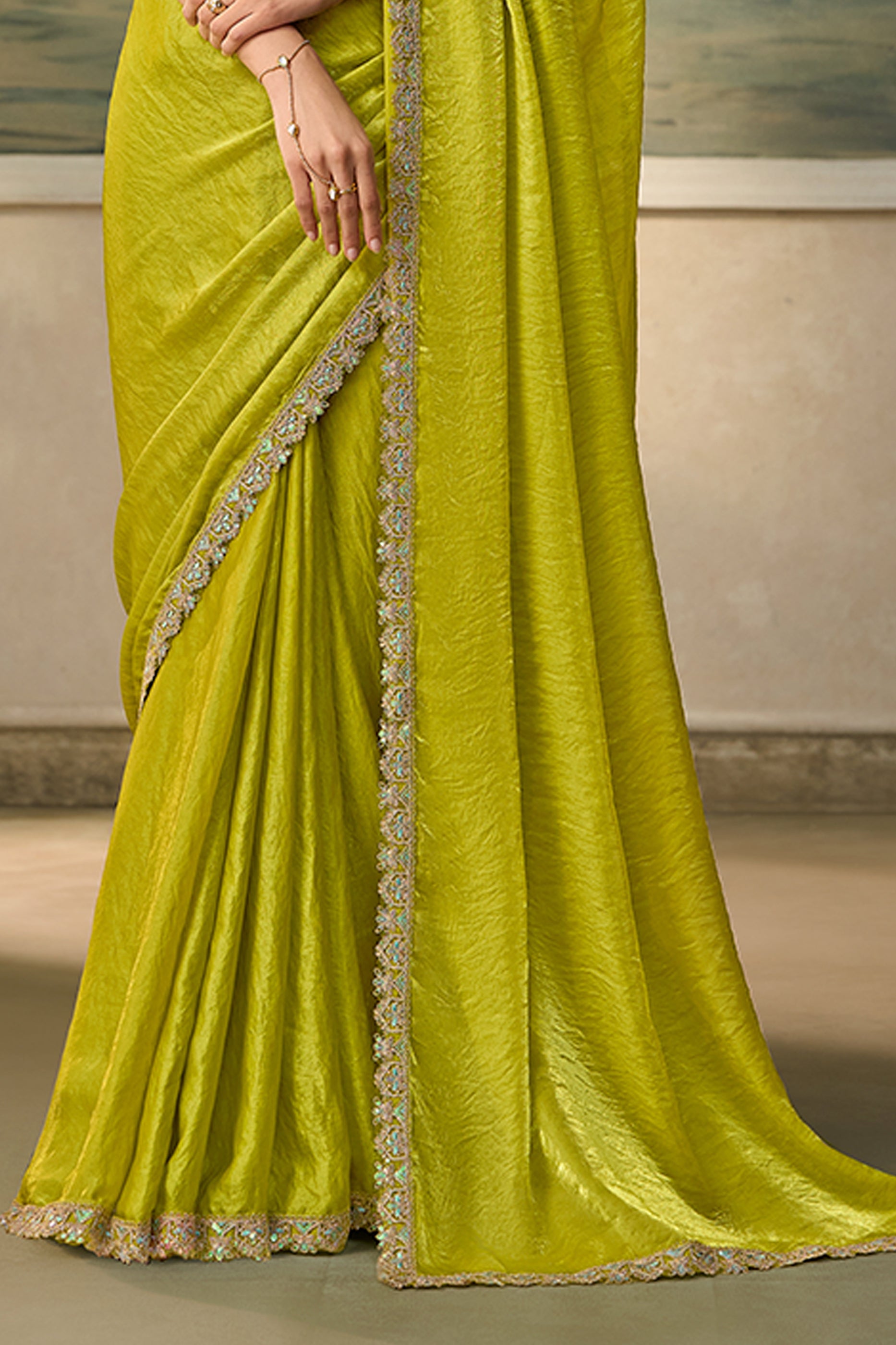Electric Green Embroidered Satin Saree-SAR13186_6_SareeButa.com