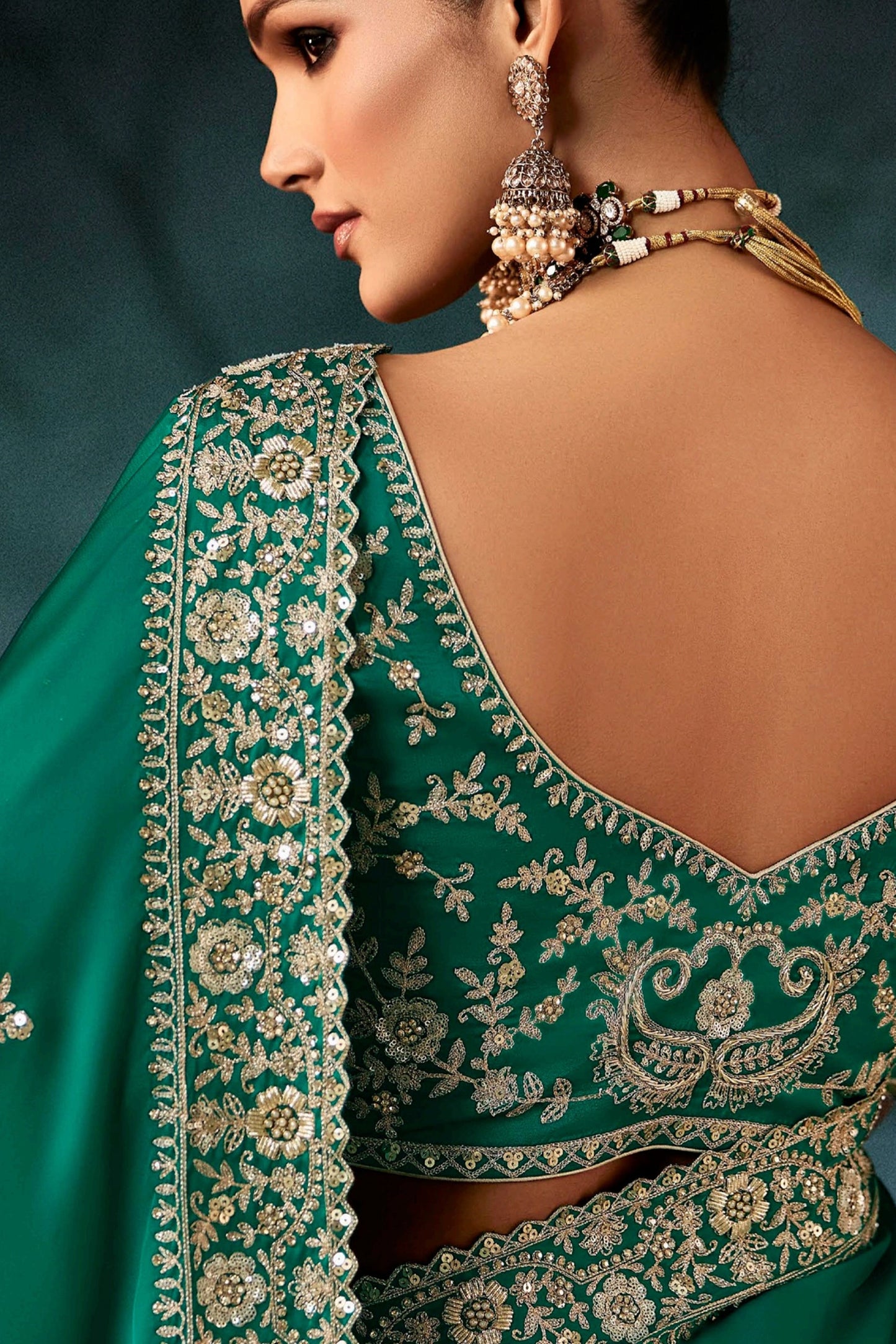 Emerald Green Embroidered Satin Silk Saree-SAR11124_4_SareeButa.com