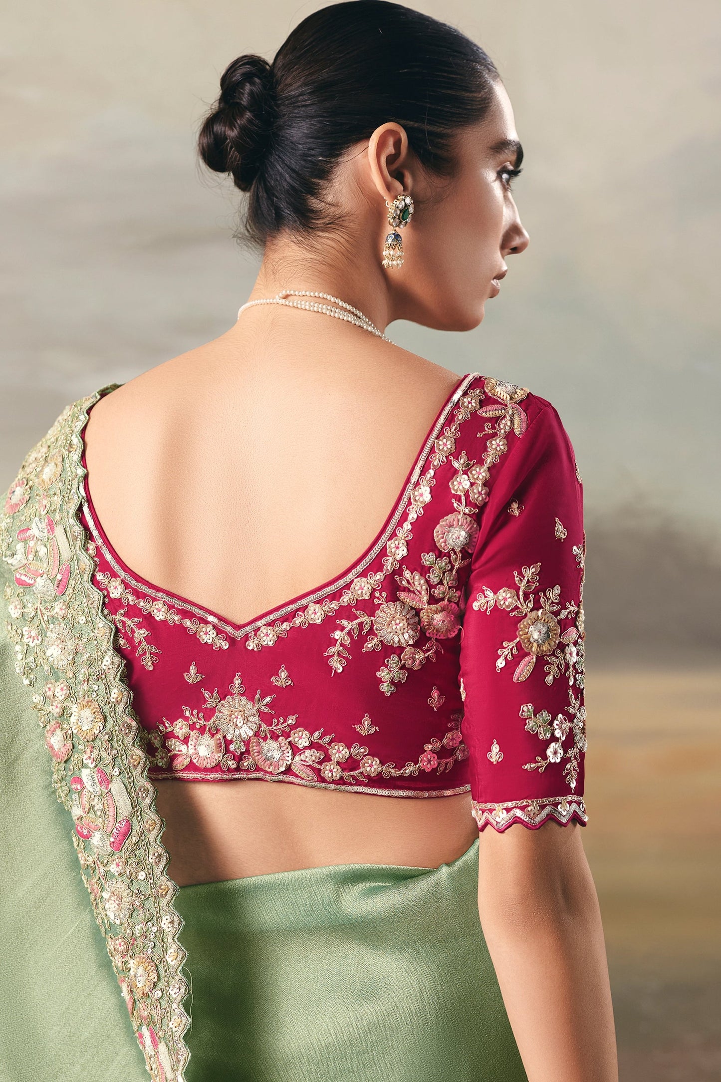 Emerald Green Embroidered Tissue Saree-SAR10835_4_SareeButa.com