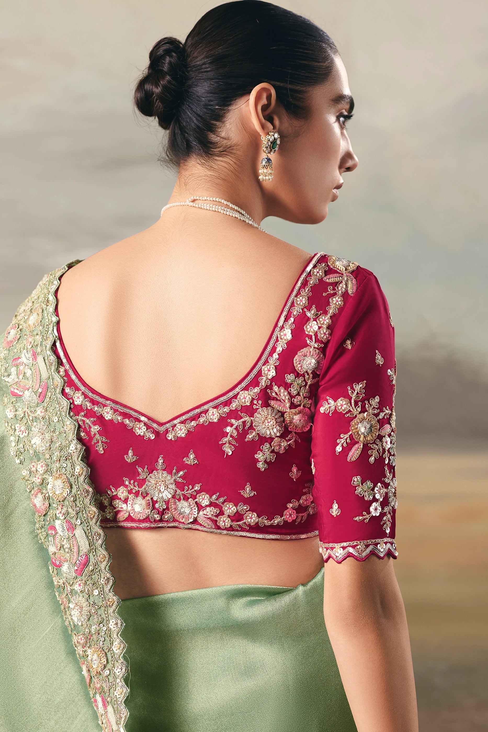 Emerald Green Embroidered Tissue Saree-SAR10835_4_SareeButa.com