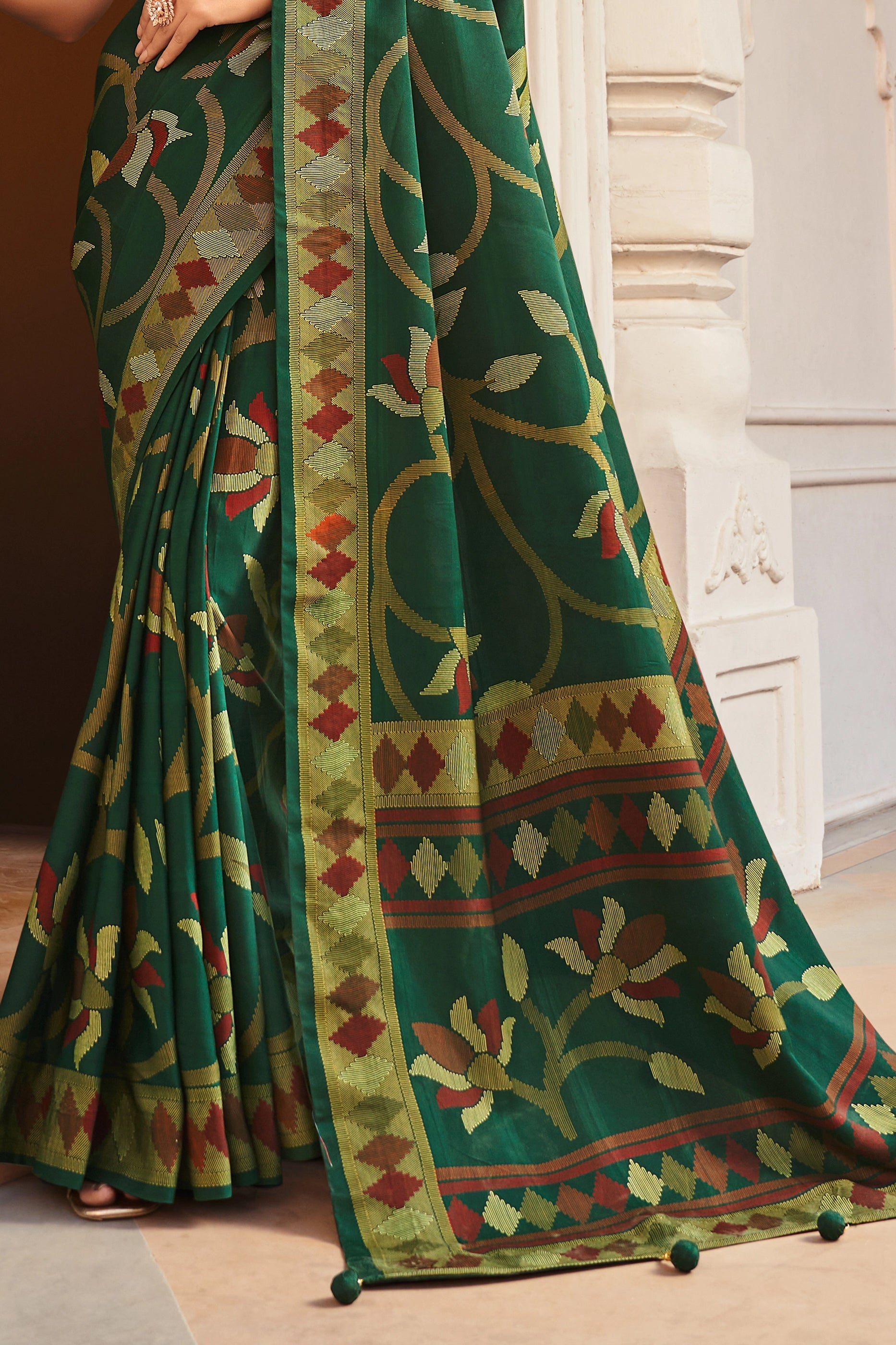 Emerald Green Silk Saree-SAR11322_4_SareeButa.com