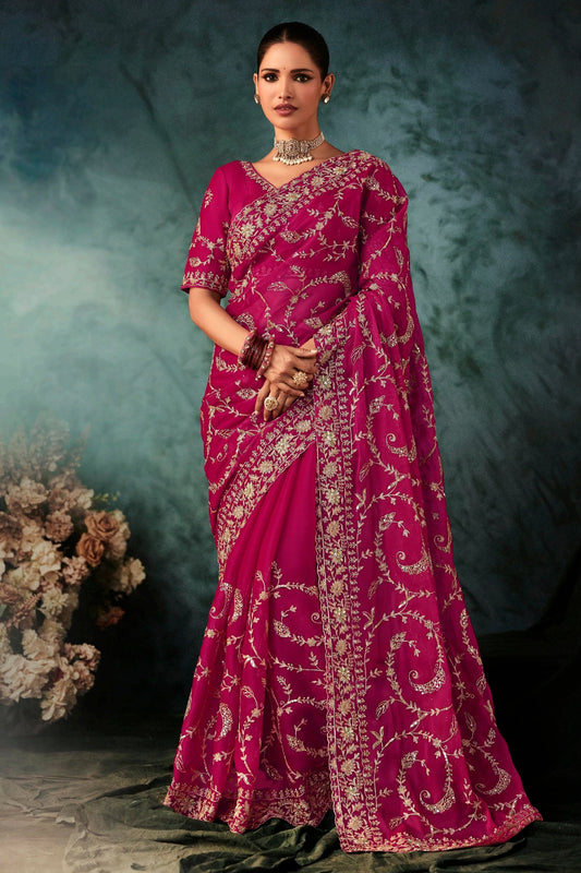Fuchsia Pink Embroidered Crepe Silk Saree-SAR11122_1_SareeButa.com