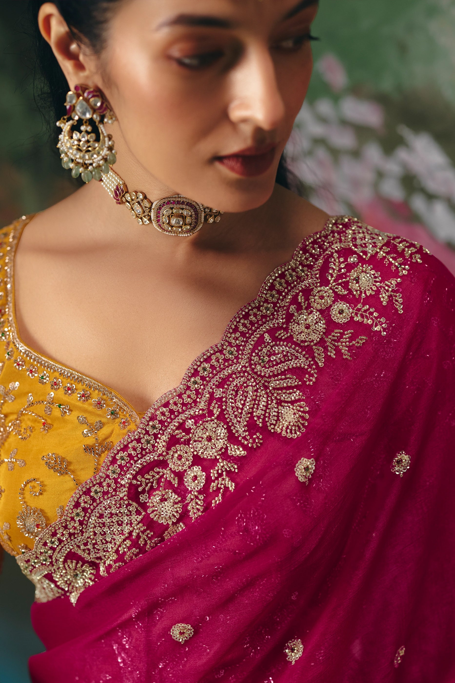 Fuchsia Pink Embroidered Organza Saree-SAR12018_4_SareeButa.com