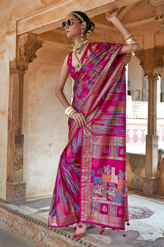 Fuchsia Pink Printed Patola Silk Saree-SAR11309_1_SareeButa.com
