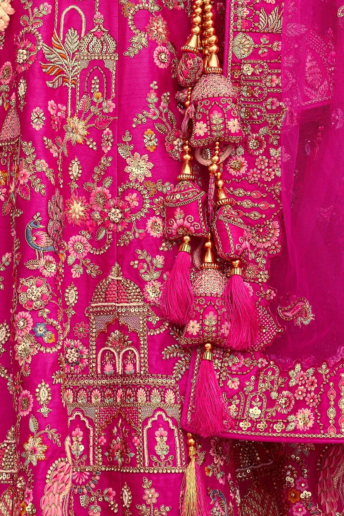 Fuchsia Pink Semi-Stitched Embroidered Silk Lehenga-SAR10534_4_SareeButa.com