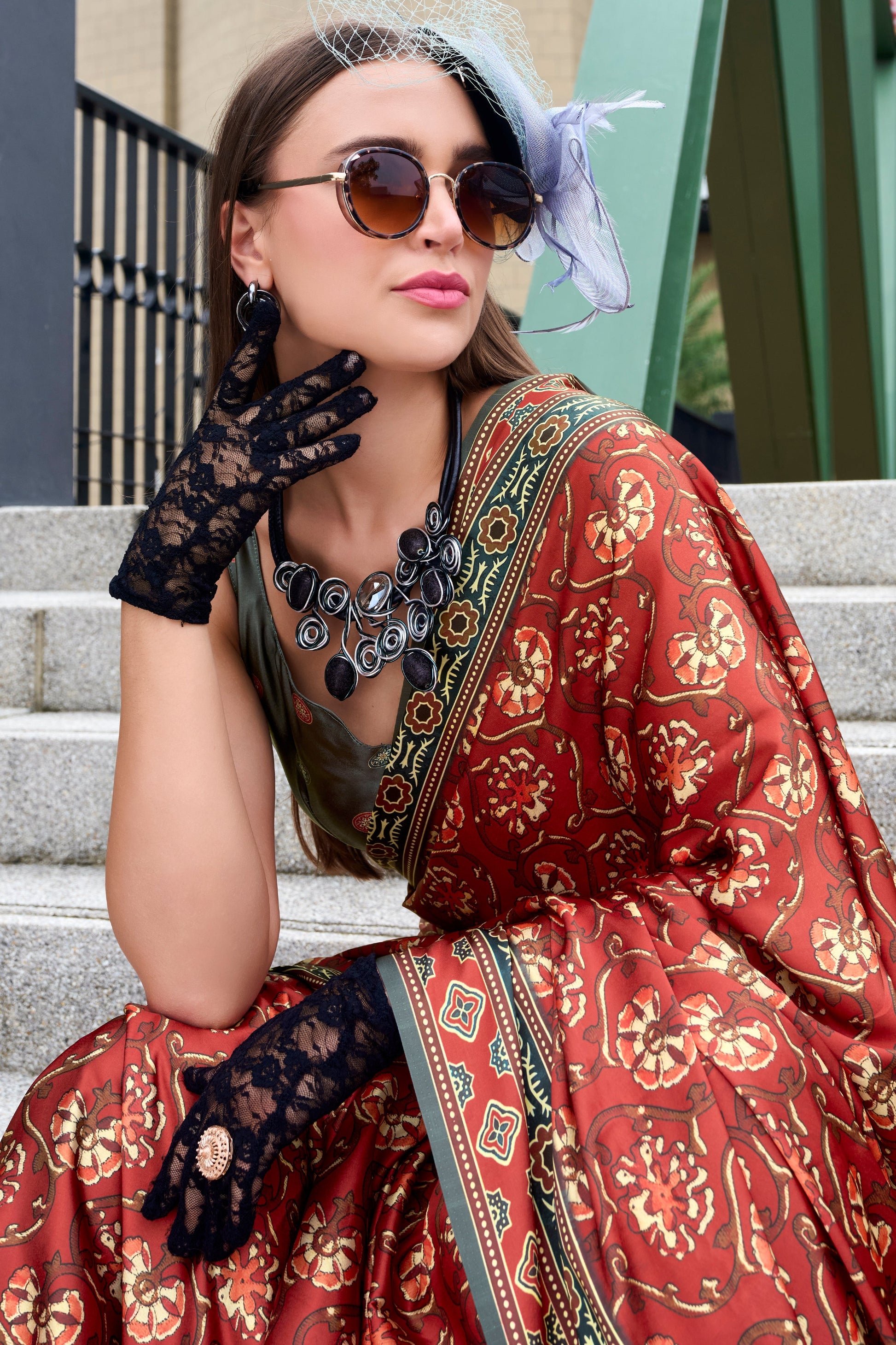 Glossy Maroon Printed Satin Silk Saree-ZB133614_2_SareeButa.com