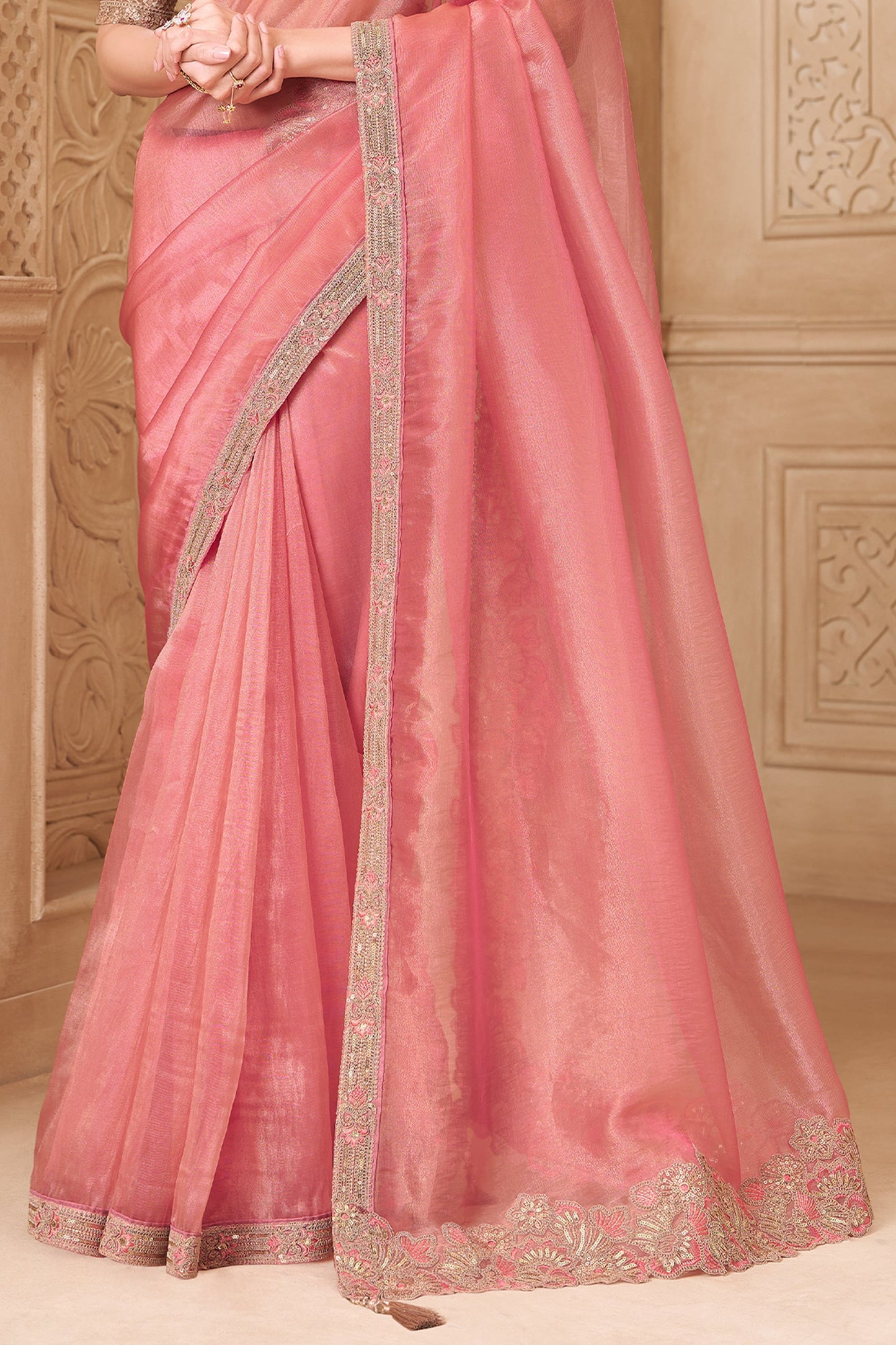 Gold Pink Tissue Georgette Saree-SAR10593_4_SareeButa.com
