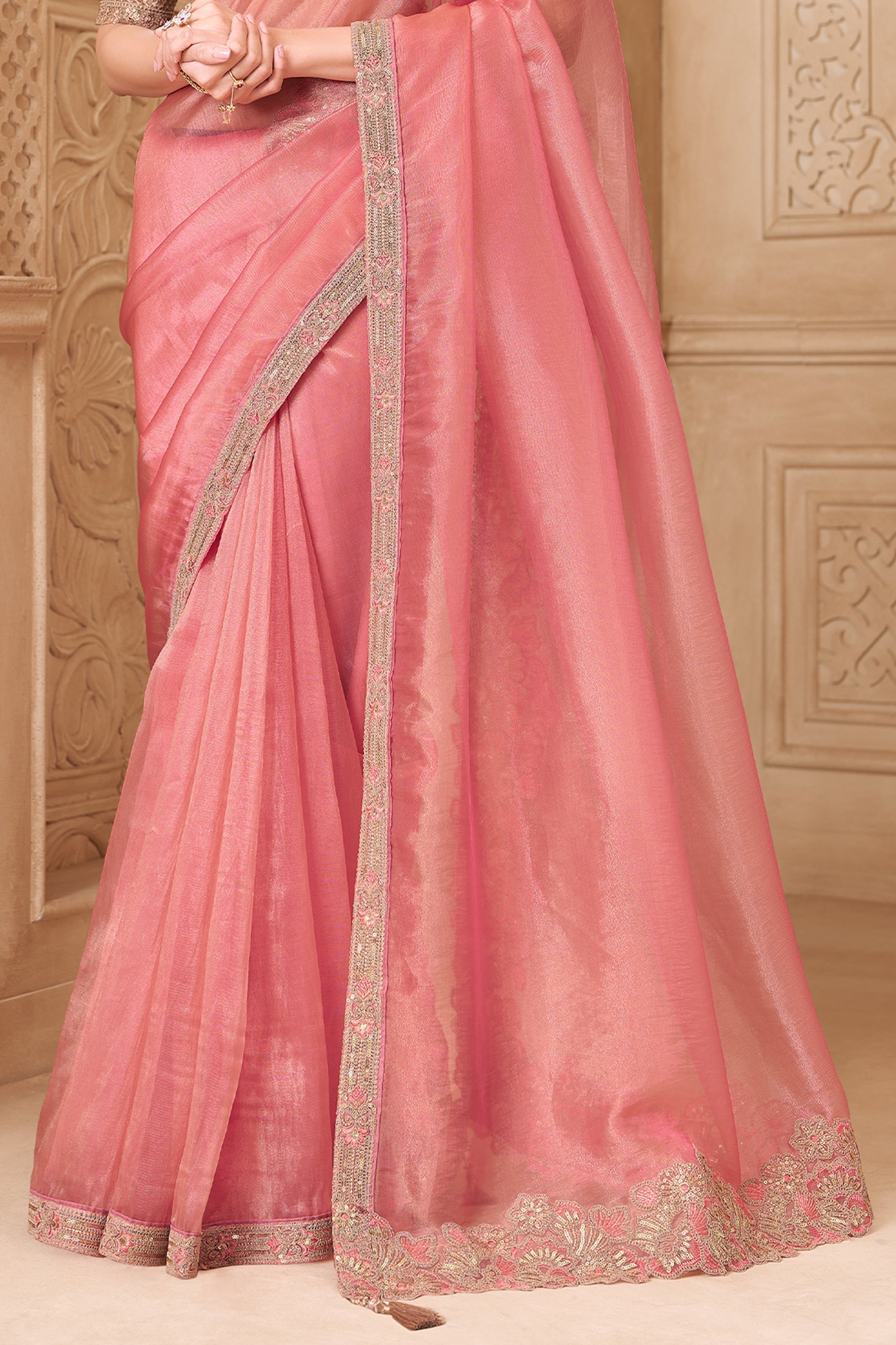 Gold Pink Tissue Georgette Saree-SAR10593_4_SareeButa.com