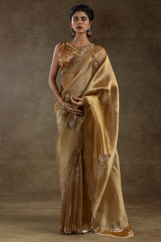 Golden Banarasi Silk Stone Work Saree-ZB134507_1_SareeButa.com