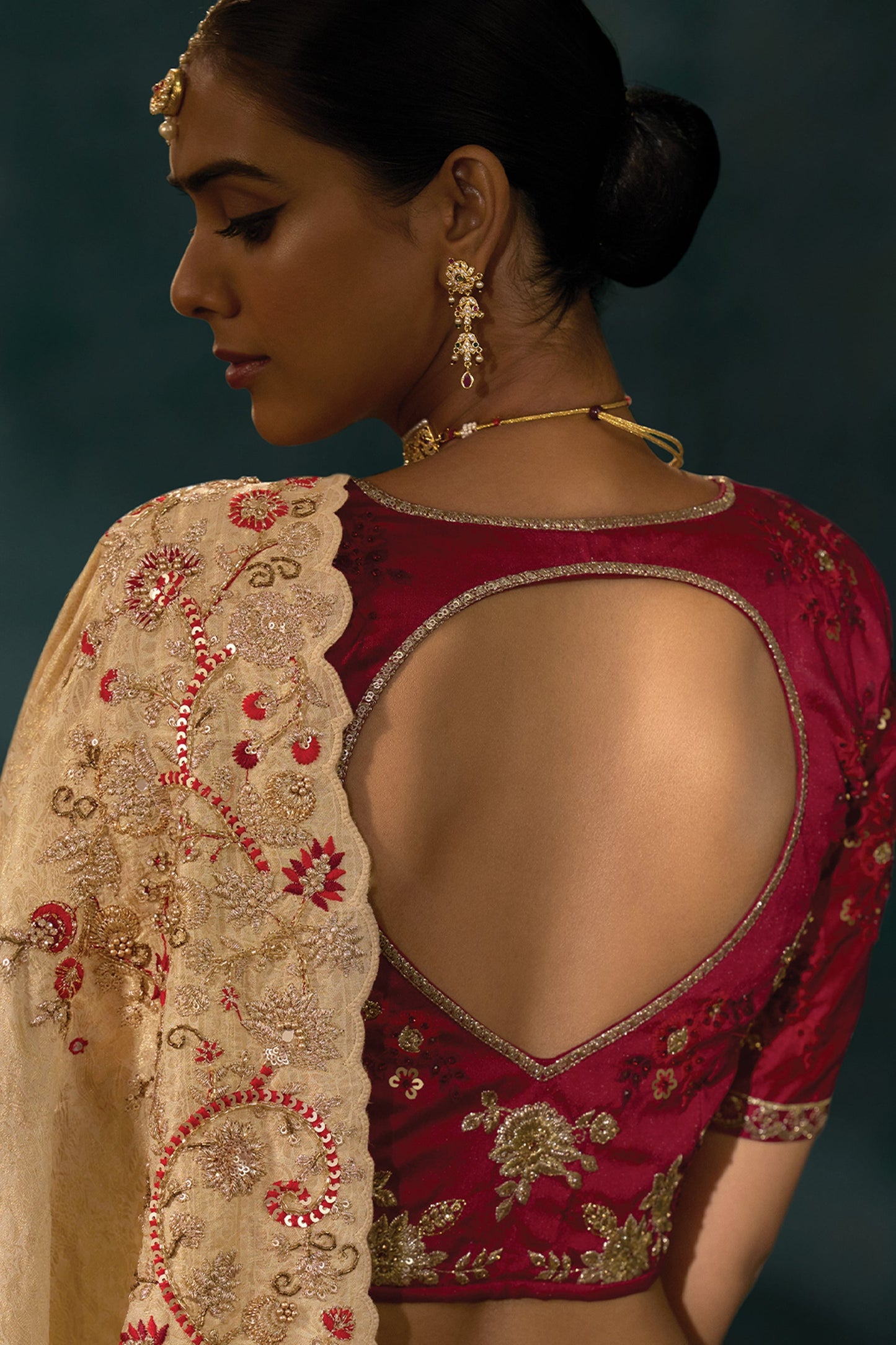 Golden Beige Embroidered Silk Saree-SAR10390_3_SareeButa.com