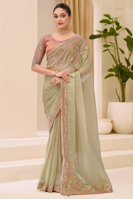 Golden Beige Embroidered Tissue Saree-SAR12439_1_SareeButa.com