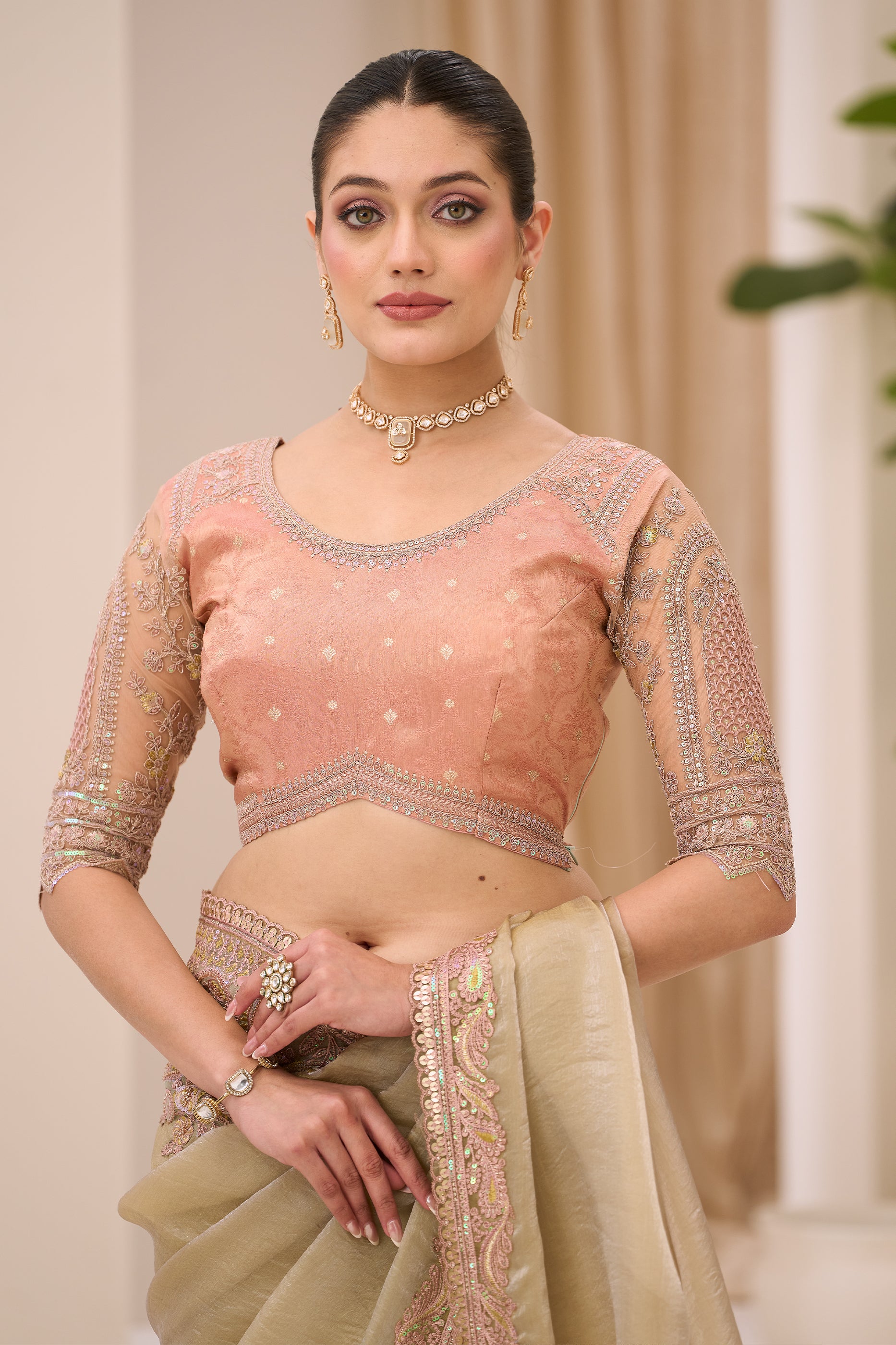 Golden Beige Embroidered Tissue Saree-SAR12439_3_SareeButa.com
