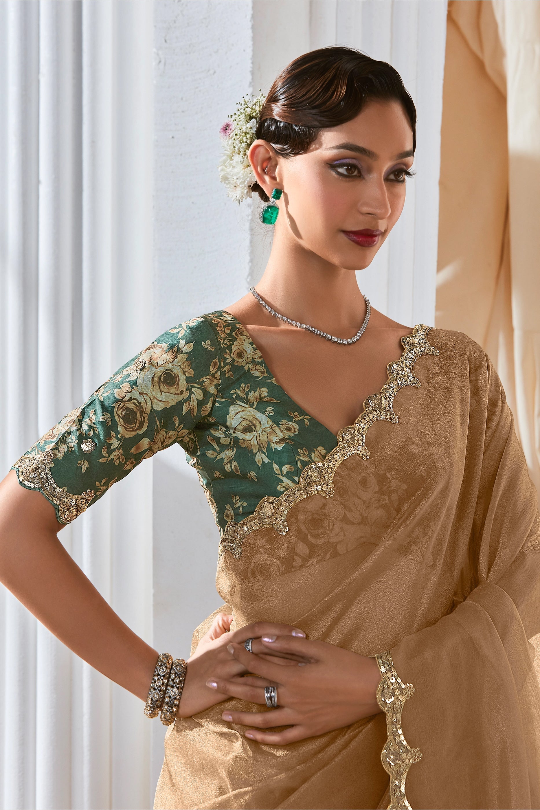 Golden Beige Embroidered Tissue Silk Saree-SAR10234_2_SareeButa.com