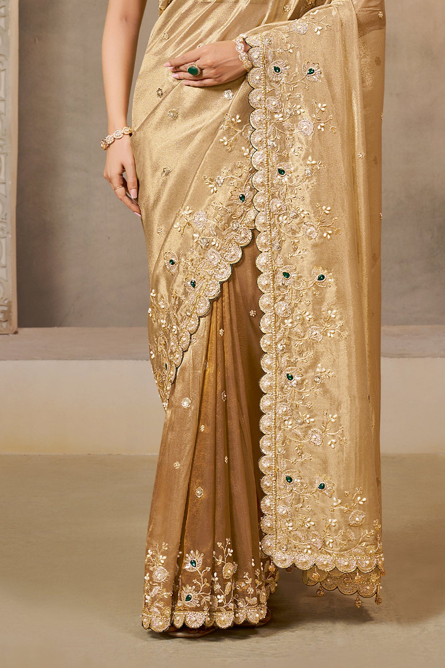Golden Beige Embroidered Tissue Silk Saree-SAR10866_4_SareeButa.com