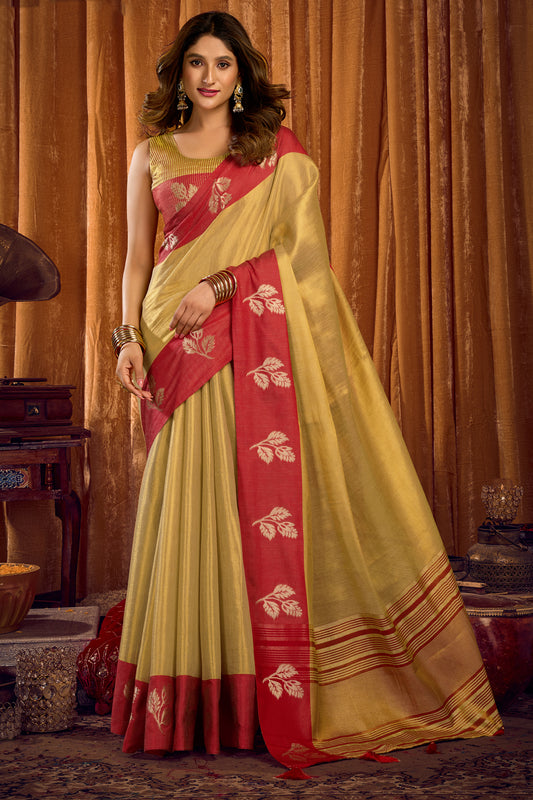 Golden Beige Woven Tissue Saree-SAR12641_1_SareeButa.com