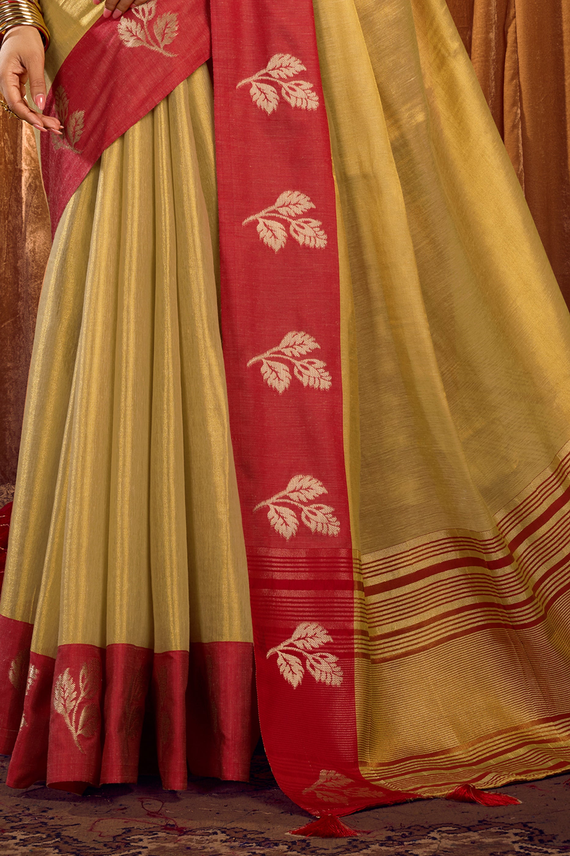 Golden Beige Woven Tissue Saree-SAR12641_4_SareeButa.com