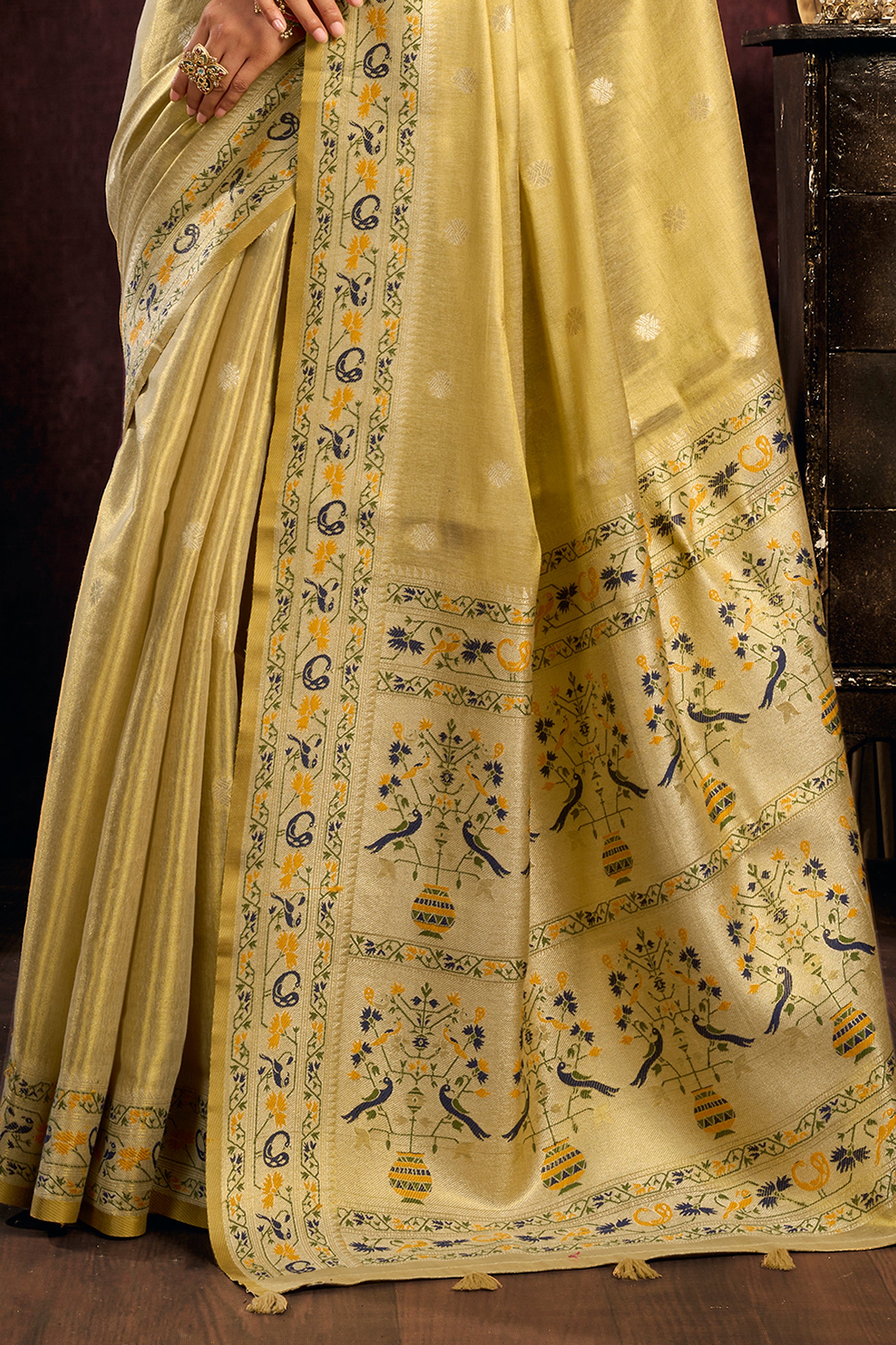 Golden Beige Woven Tissue Silk Saree-SAR13187_6_SareeButa.com