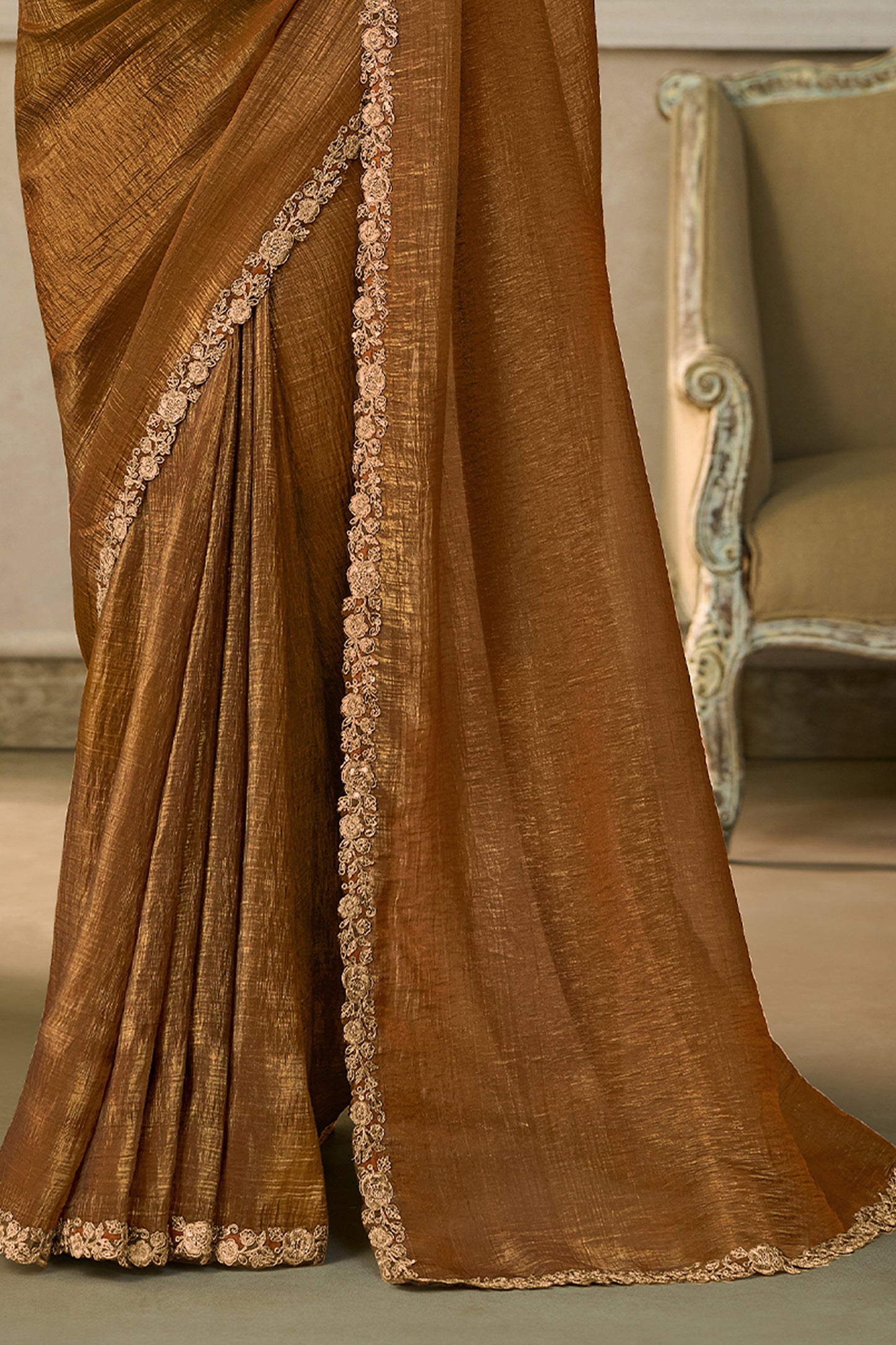 Golden Brown Embroidered Georgette Saree-SAR13171_6_SareeButa.com