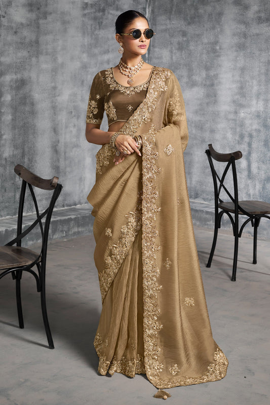 Golden Brown Embroidered Tissue Silk Saree-SAR10457_1_SareeButa.com