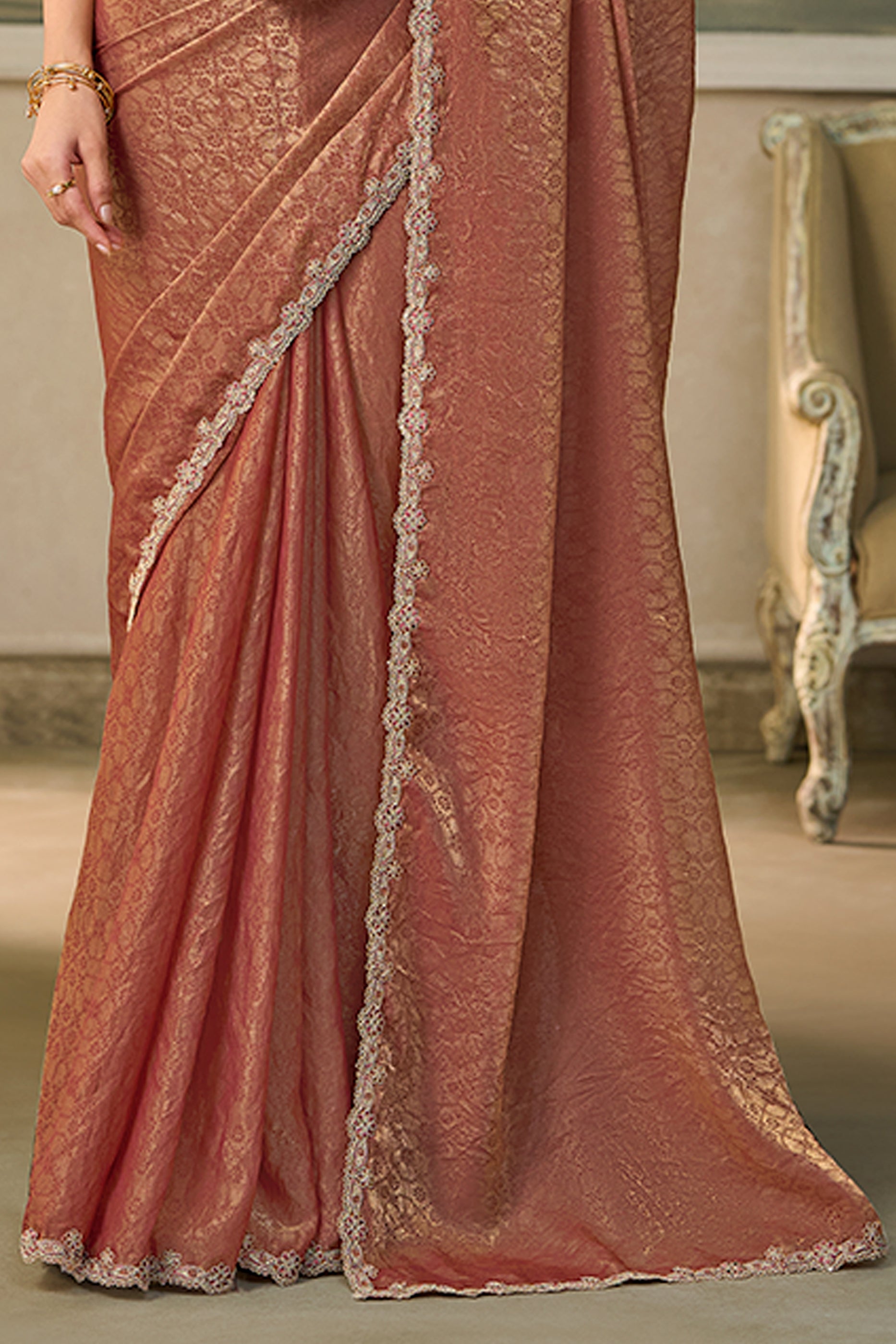 Golden Chickoo Embroidered Georgette Saree-SAR13174_6_SareeButa.com