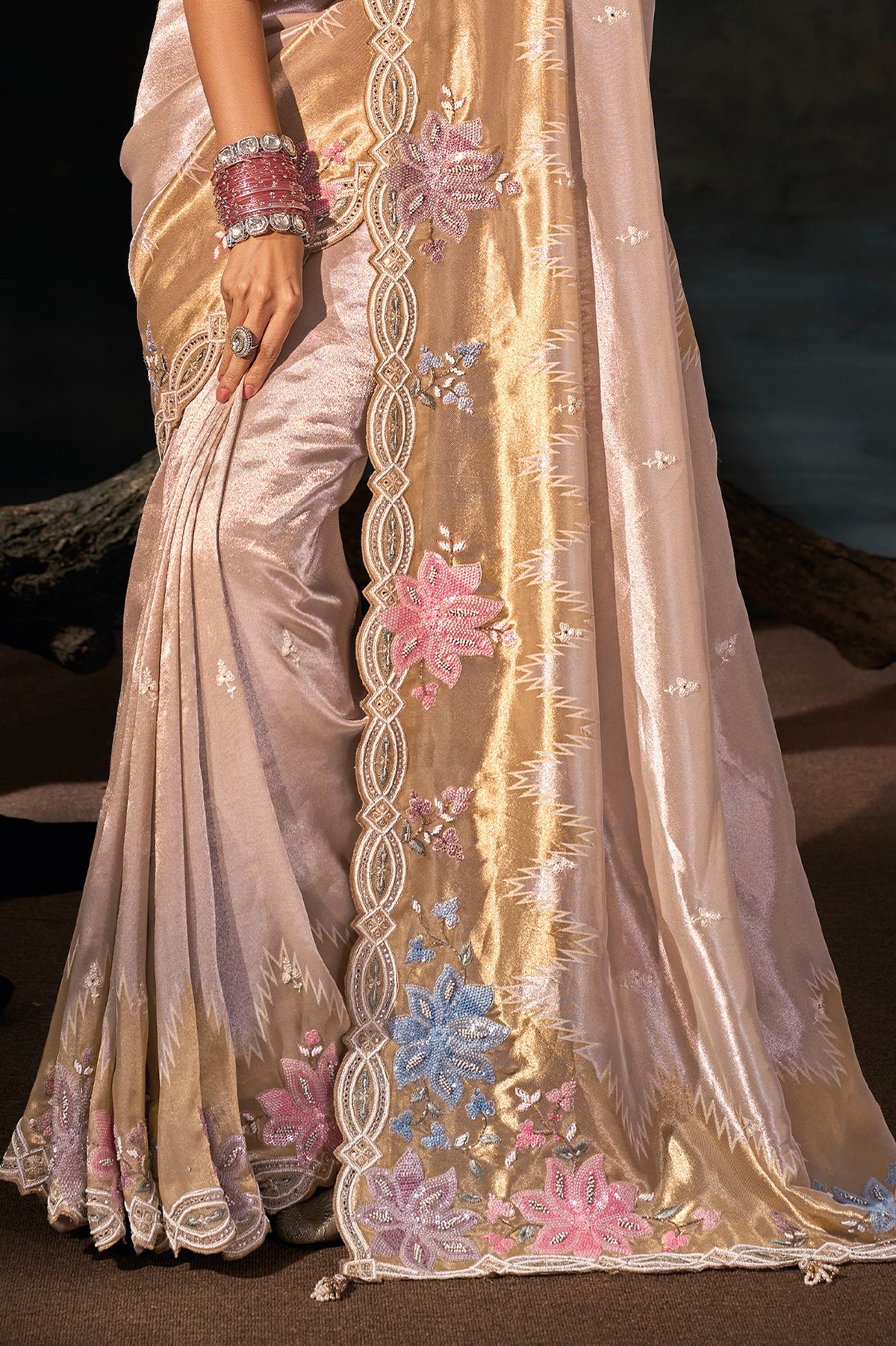 Golden Cream Embroidered Silk Saree-SAR13258_6_SareeButa.com