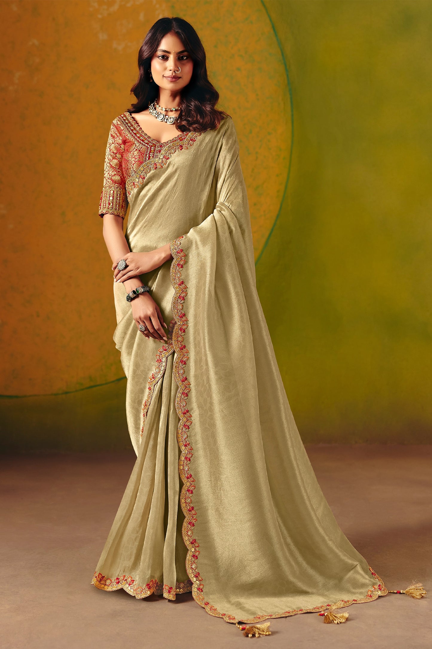 Golden Embroidered Jacquard Silk Saree-SAR12087_1_SareeButa.com