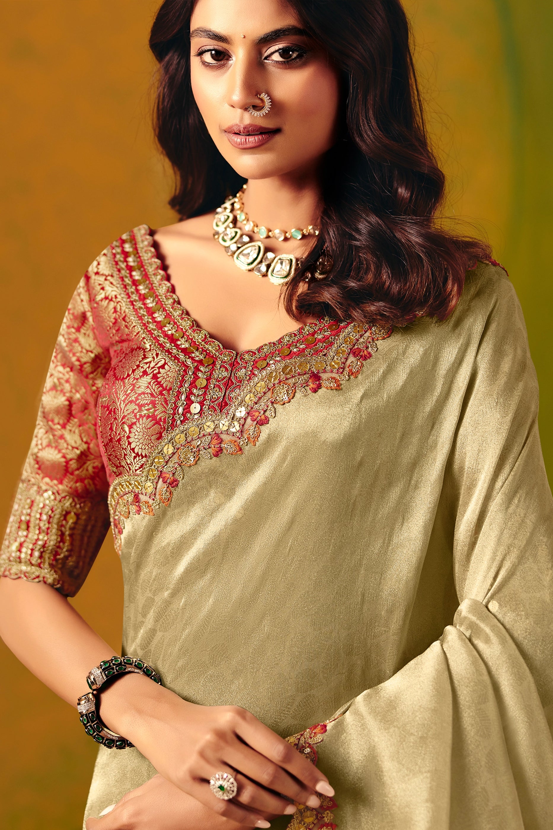 Golden Embroidered Jacquard Silk Saree-SAR12087_2_SareeButa.com